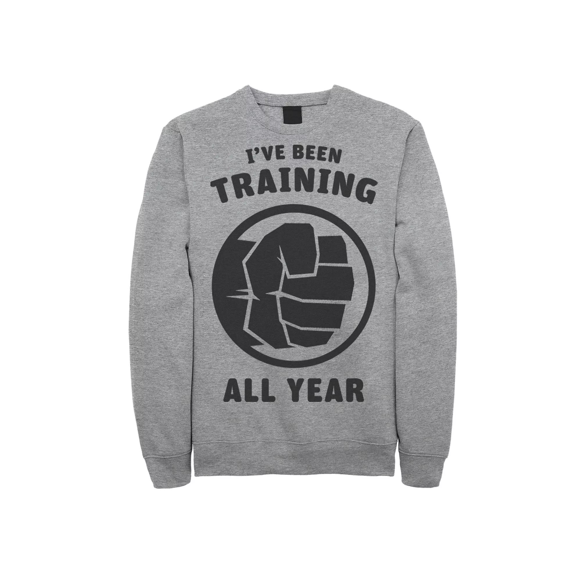 Men's Marvel Avengers Hulk I've Been Training All Year Logo Sweatshirt,  Product Image