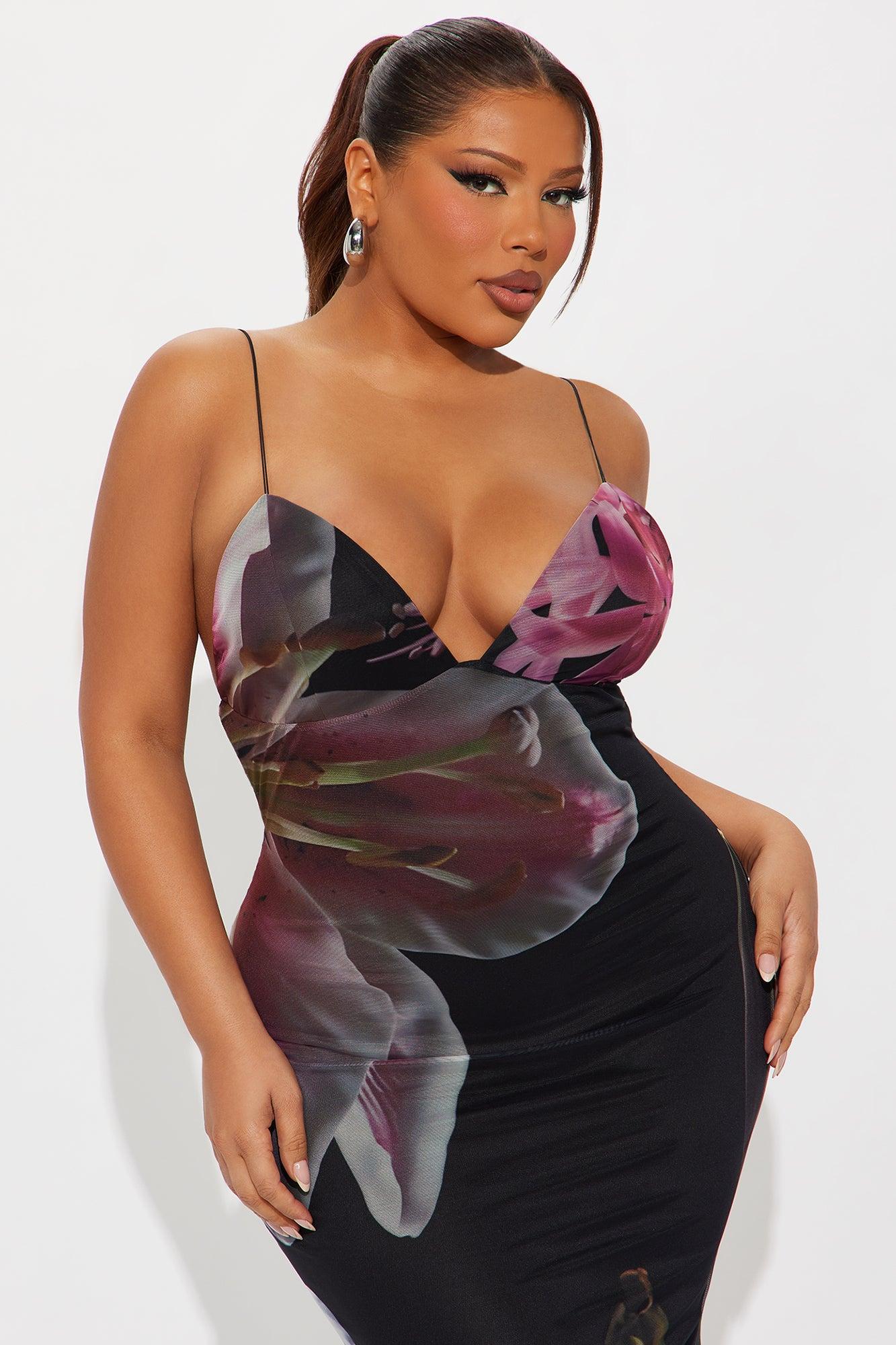 Mariposa Floral Mesh Dress - Black/combo Product Image