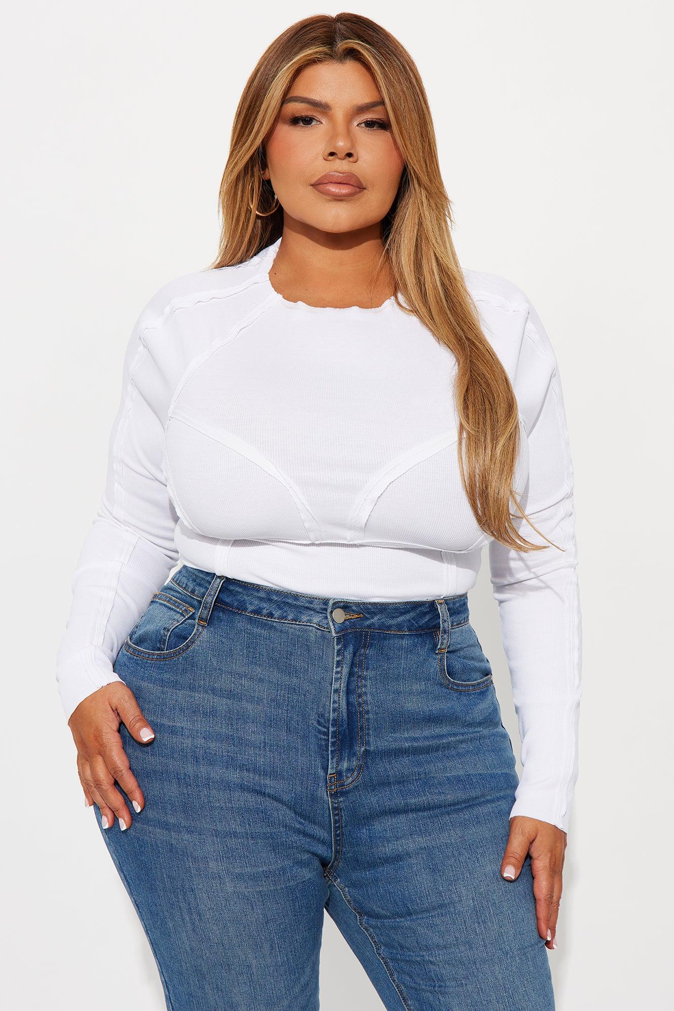 Camdyn Long Sleeve Ribbed Top - Off White Product Image