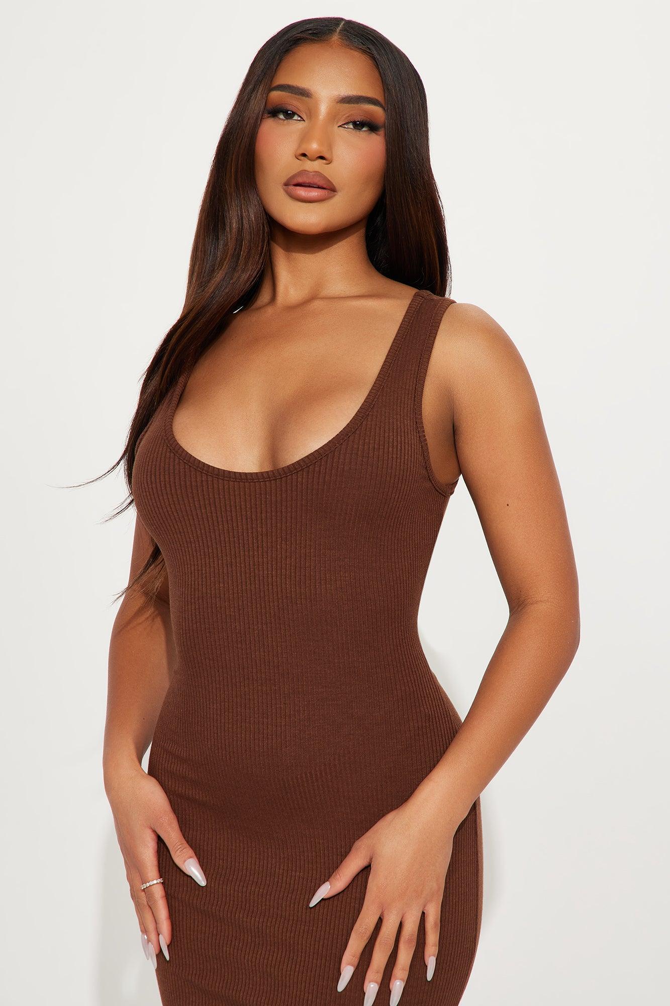 Veronia 2 Piece RIbbed Maxi Dress Set - Chocolate Product Image