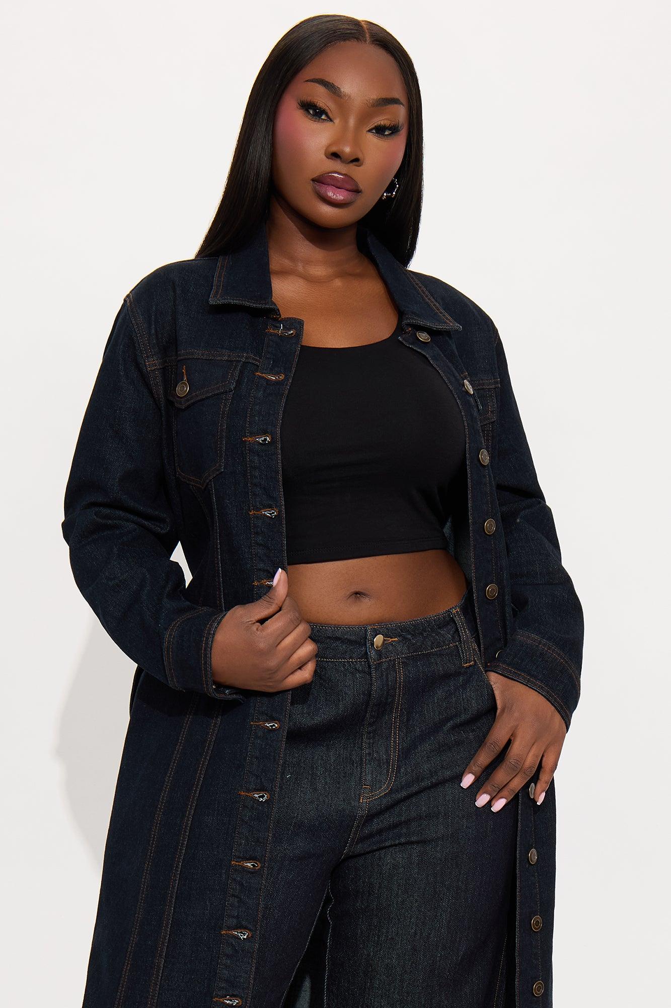 Brooke Belted Denim Trench Coat - Dark Wash Female Product Image