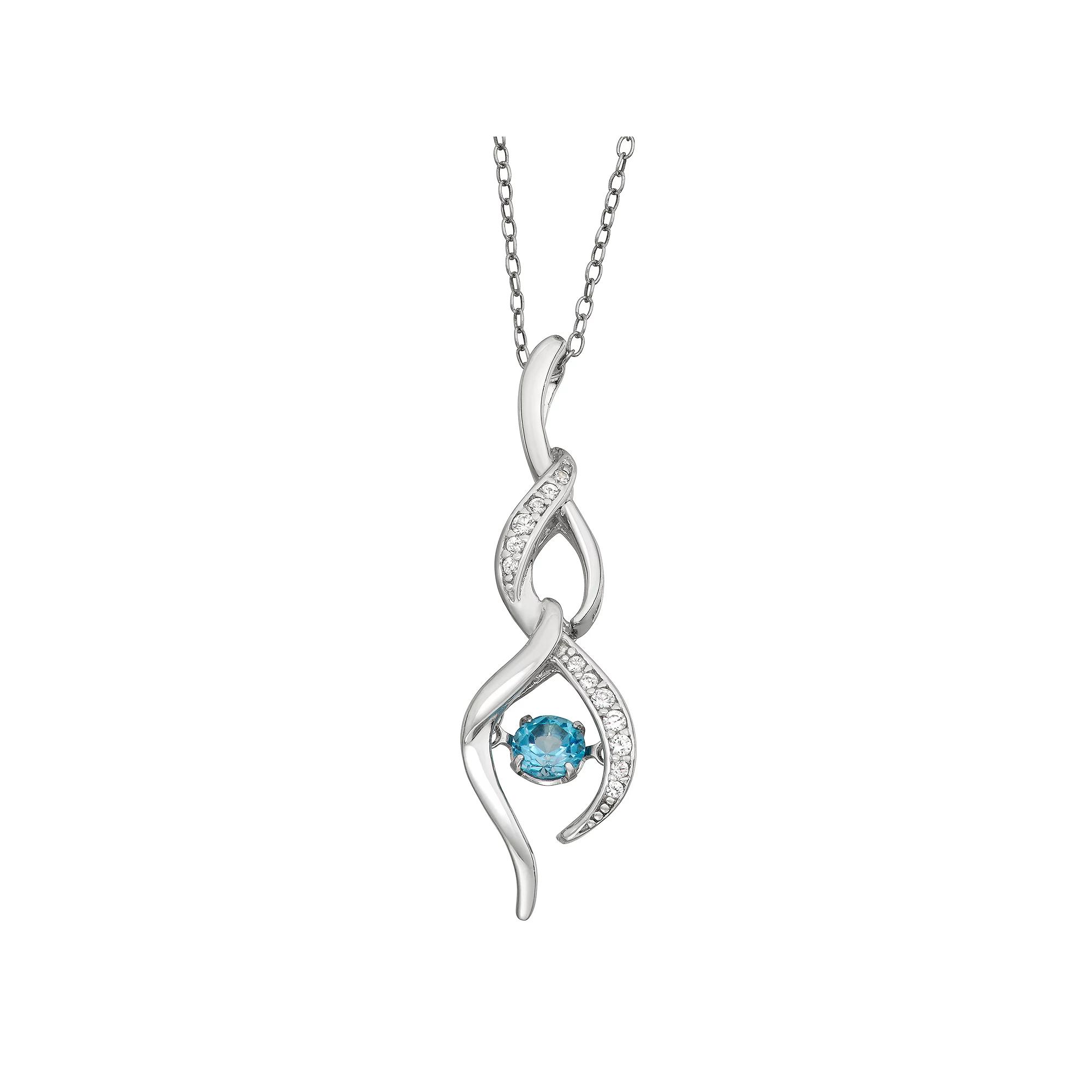 Sterling Silver Swiss Blue Topaz & Lab-Created White Sapphire Drop Pendant Necklace, Women's, Size: 18" Product Image