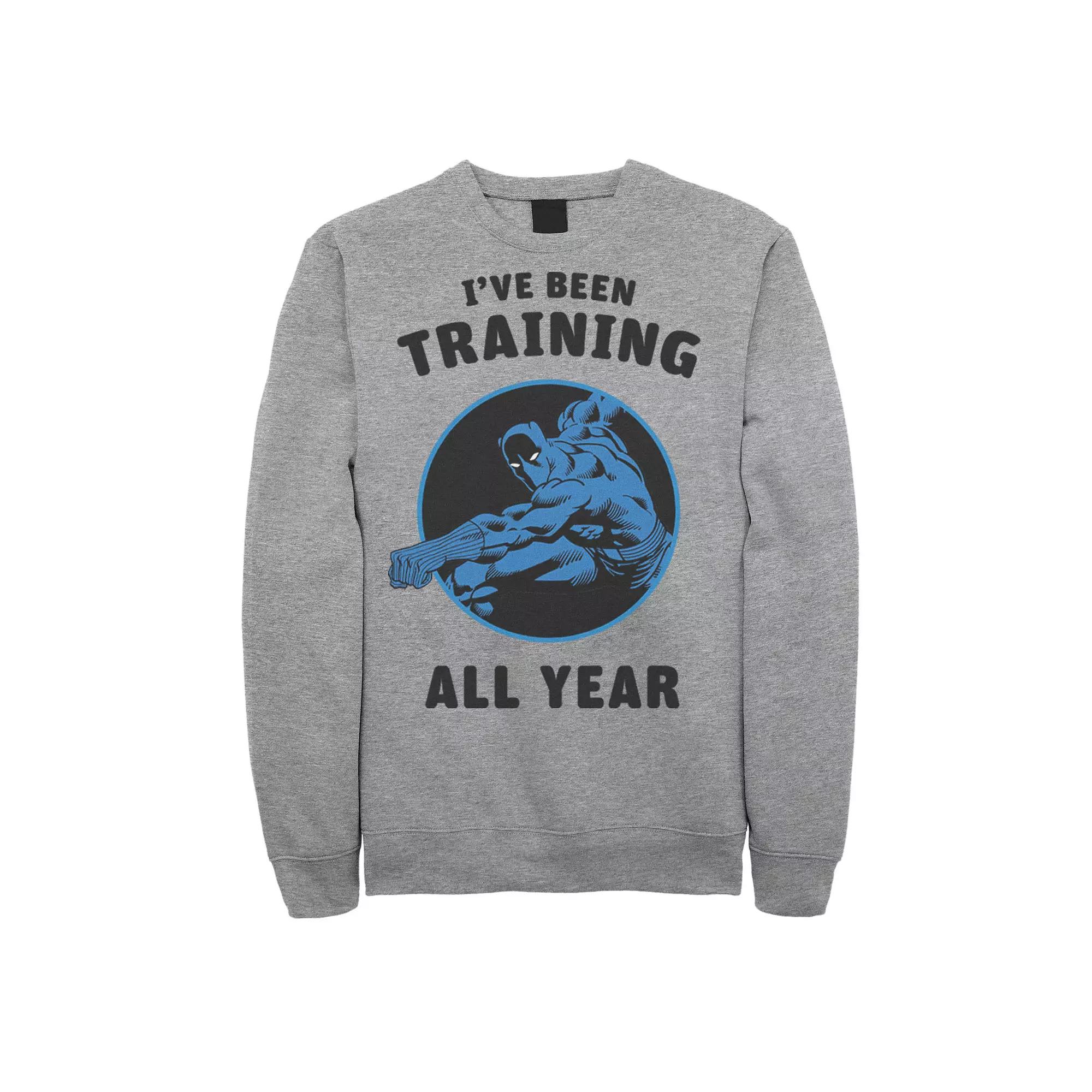 Men's Marvel Avengers Black Panther I've Been Training All Year Sweatshirt, Size: Medium, Athletic Grey Product Image
