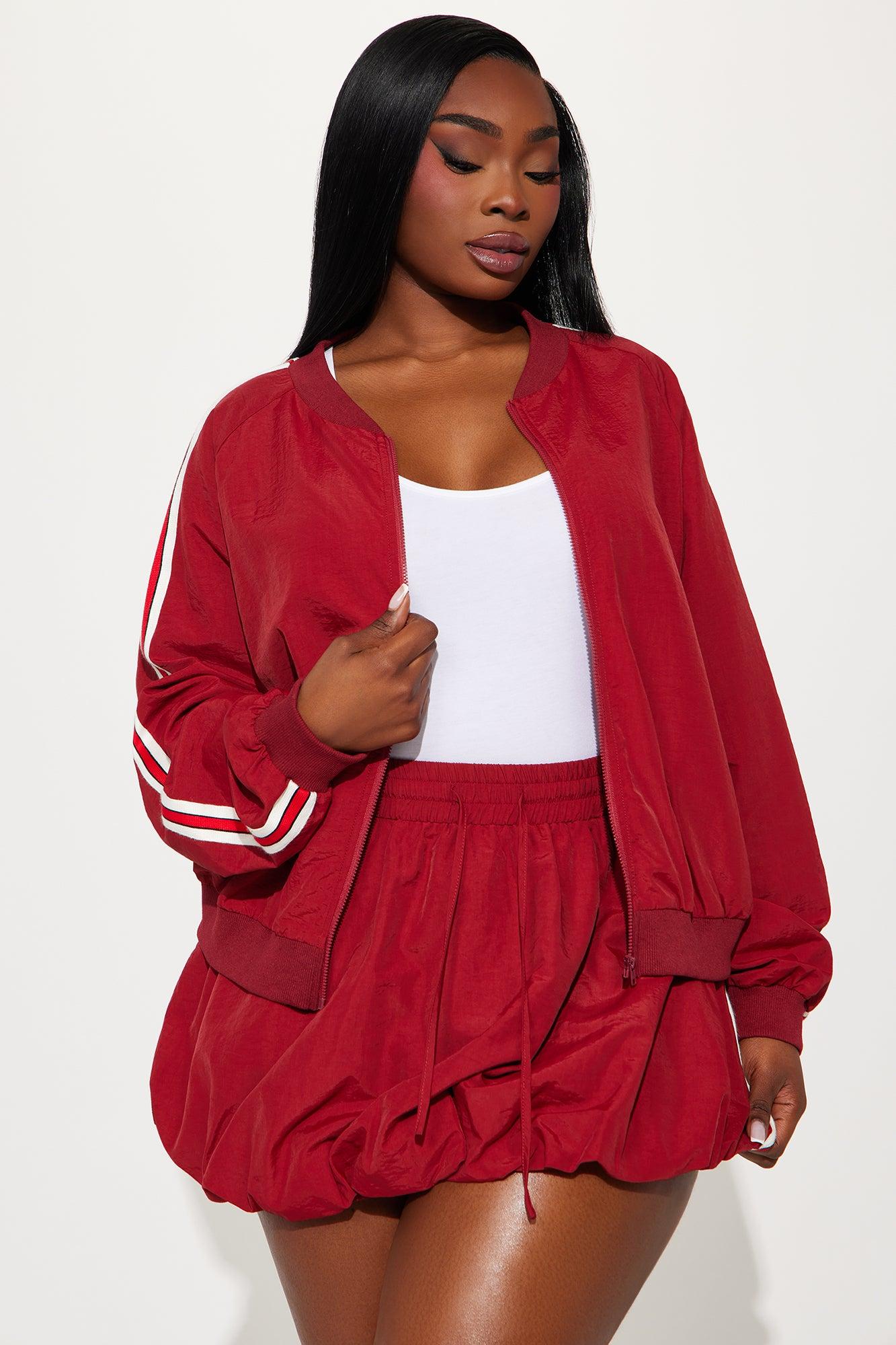 Sporty Bubble Hem Skirt Set - Red Product Image