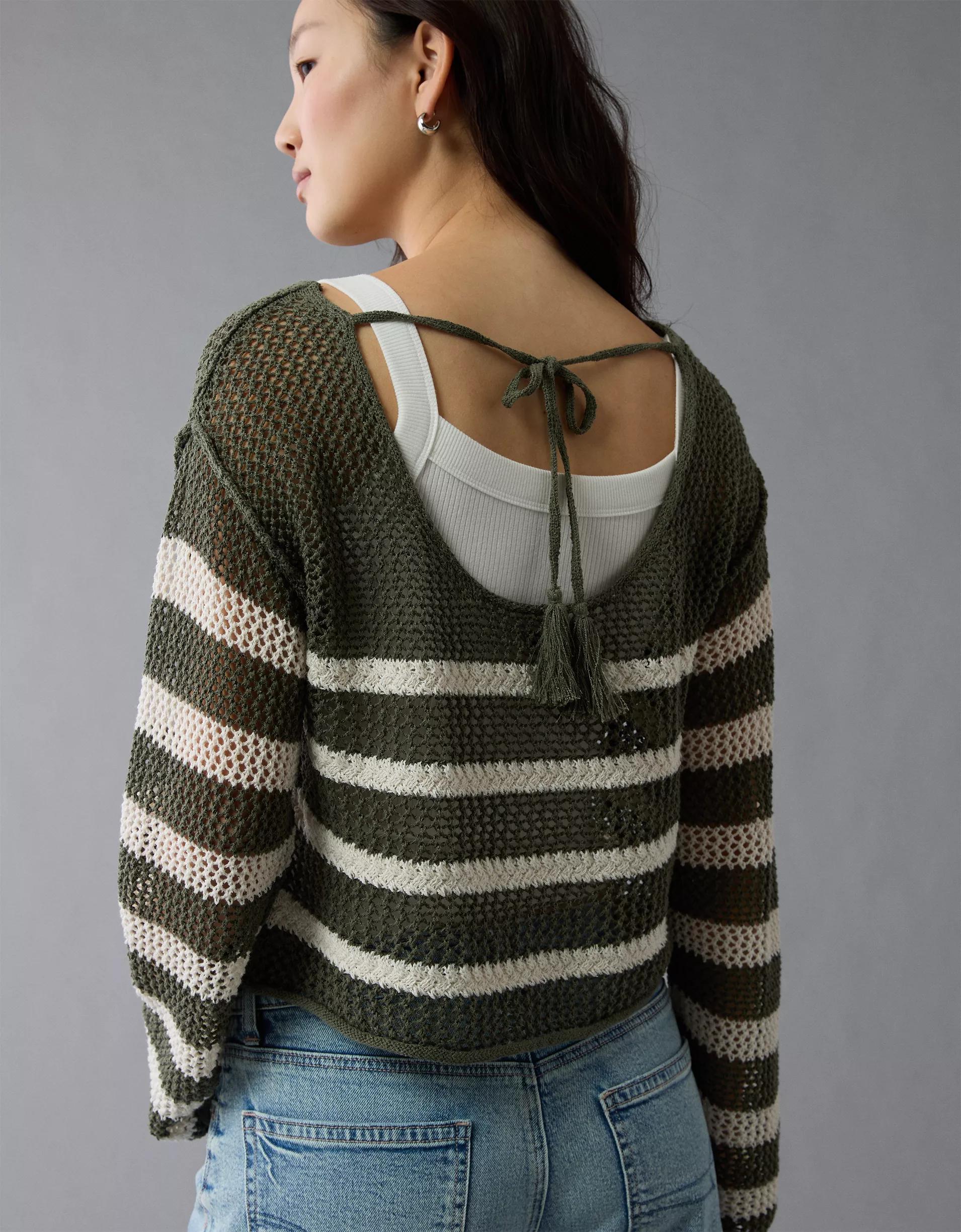AE Off The Shoulder Crochet Sweater Product Image