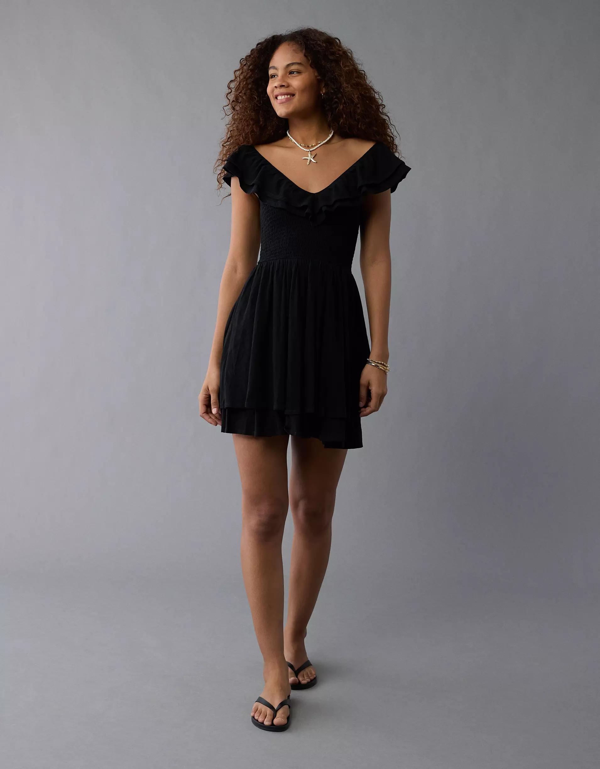 AE Sunchaser Knit Ruffle Mini Dress Product Image