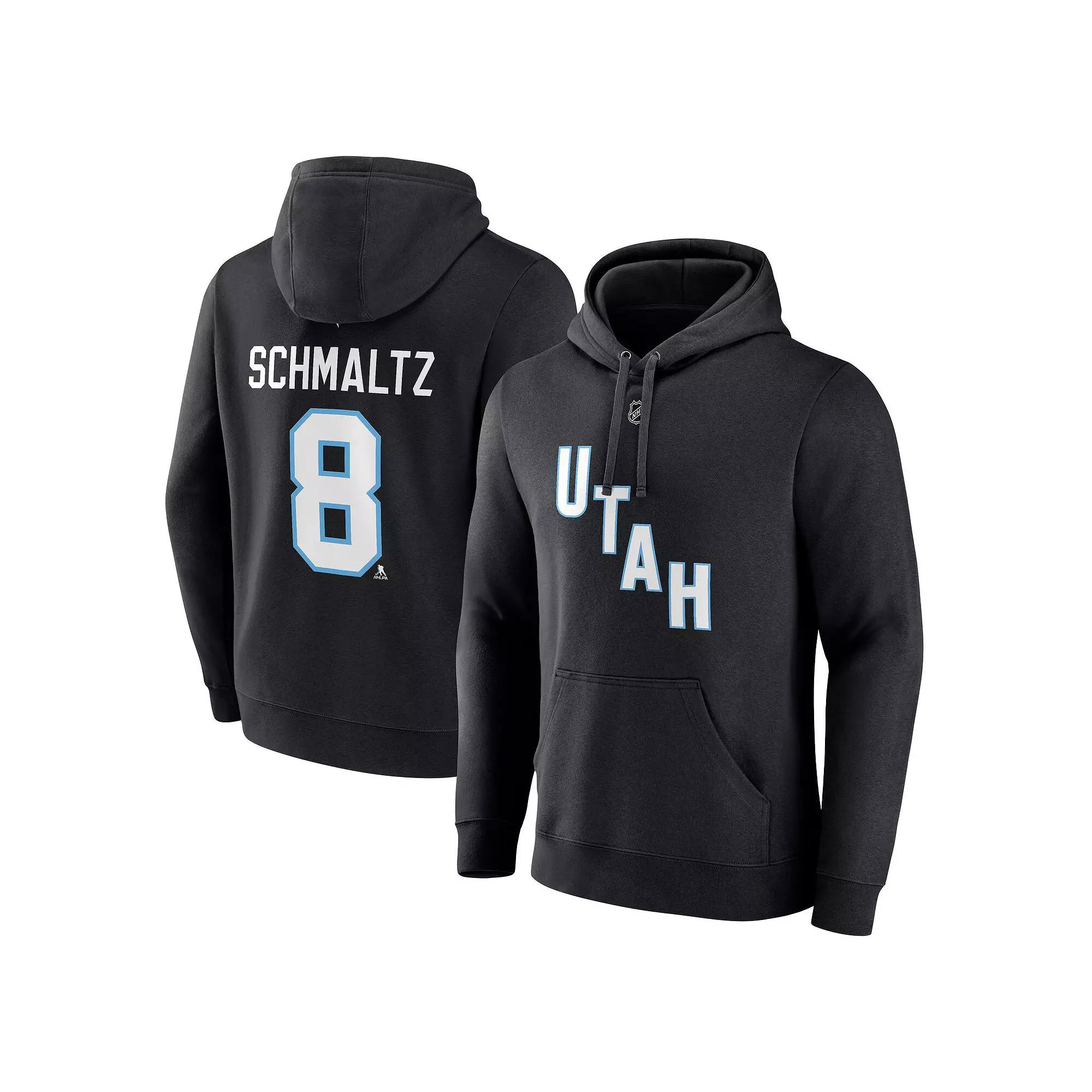 Men's Fanatics Nick Schmaltz Black NHL Utah Authentic Stack Name & Number Tri-Blend Pullover Hoodie,  Product Image