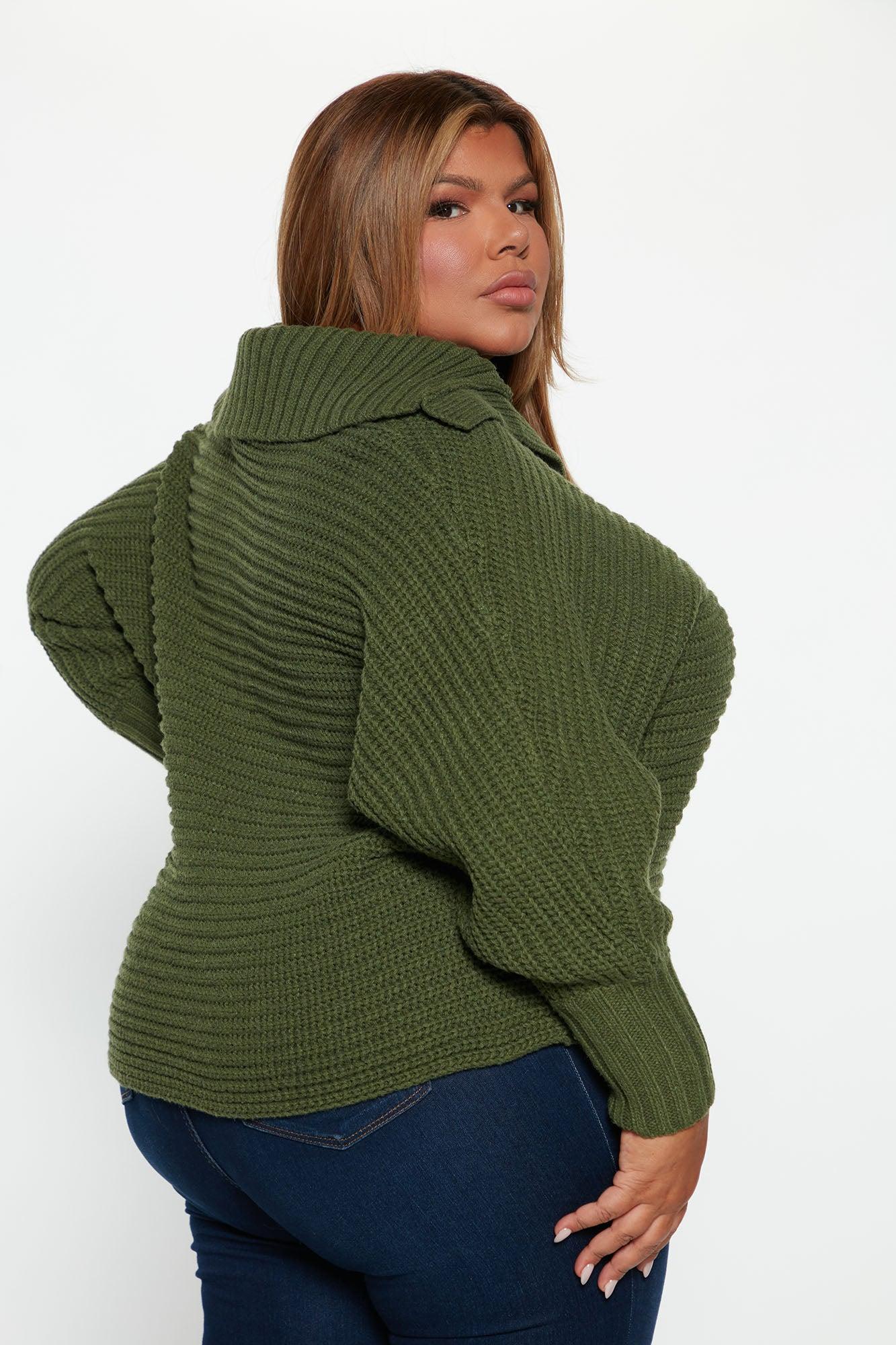 Cozy Rib Knit Collar Polo Sweater - Hunter Product Image