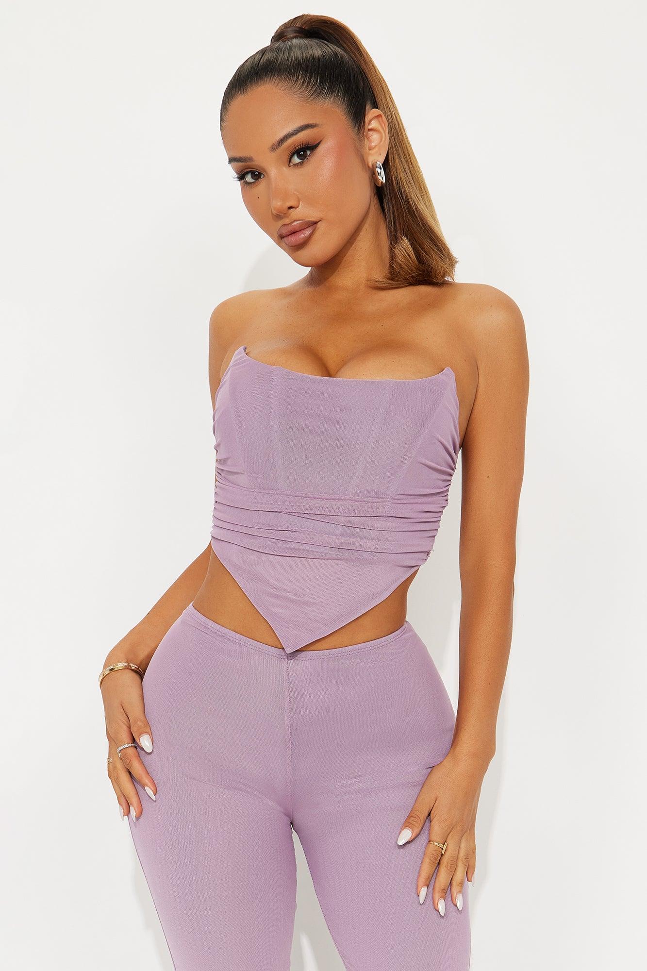 Jenny Corset Mesh Pant Set - Lavender Female Product Image
