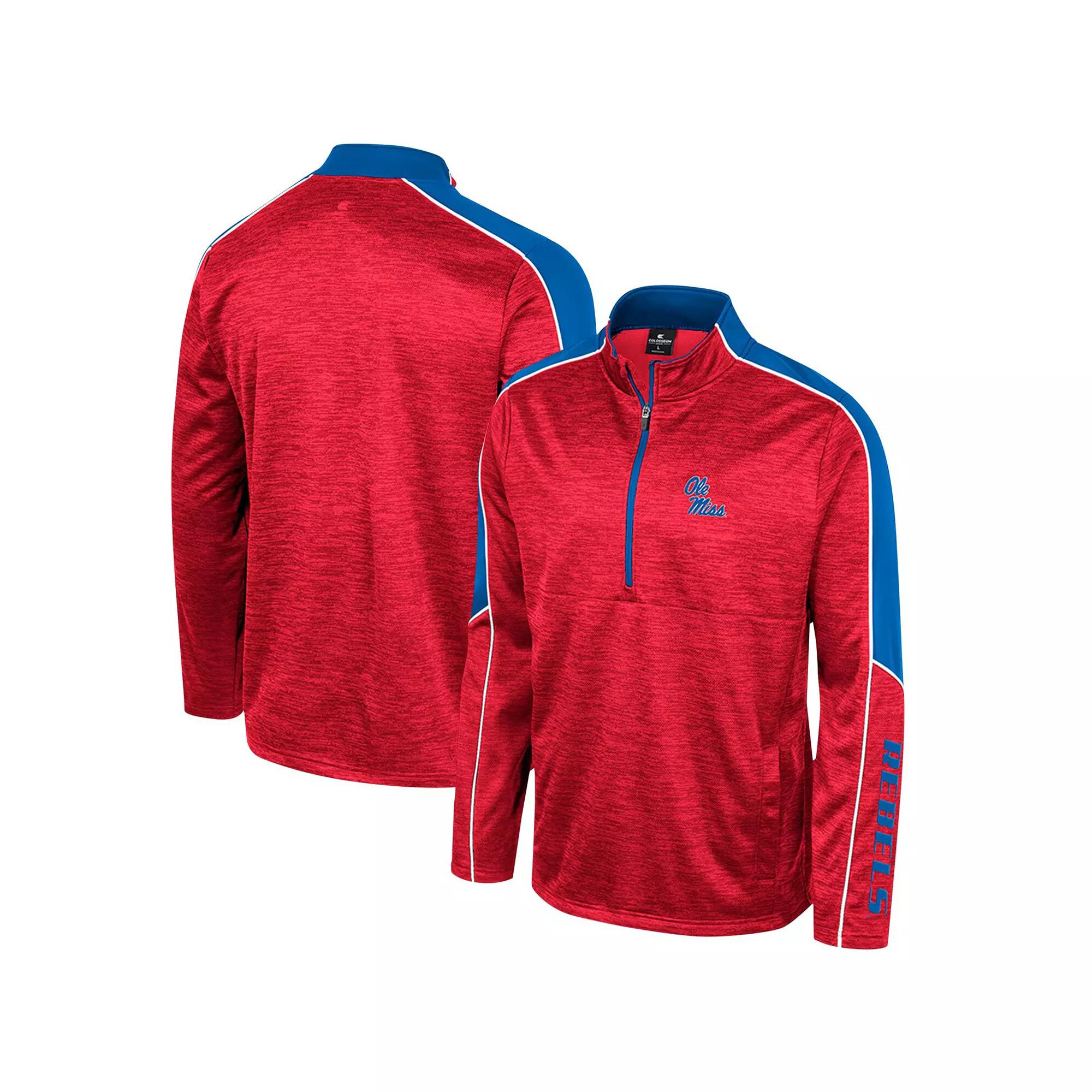 Men's Colosseum Blue Ole Miss Rebels Marled Half-Zip Jacket, Size: 2XL, Red Product Image