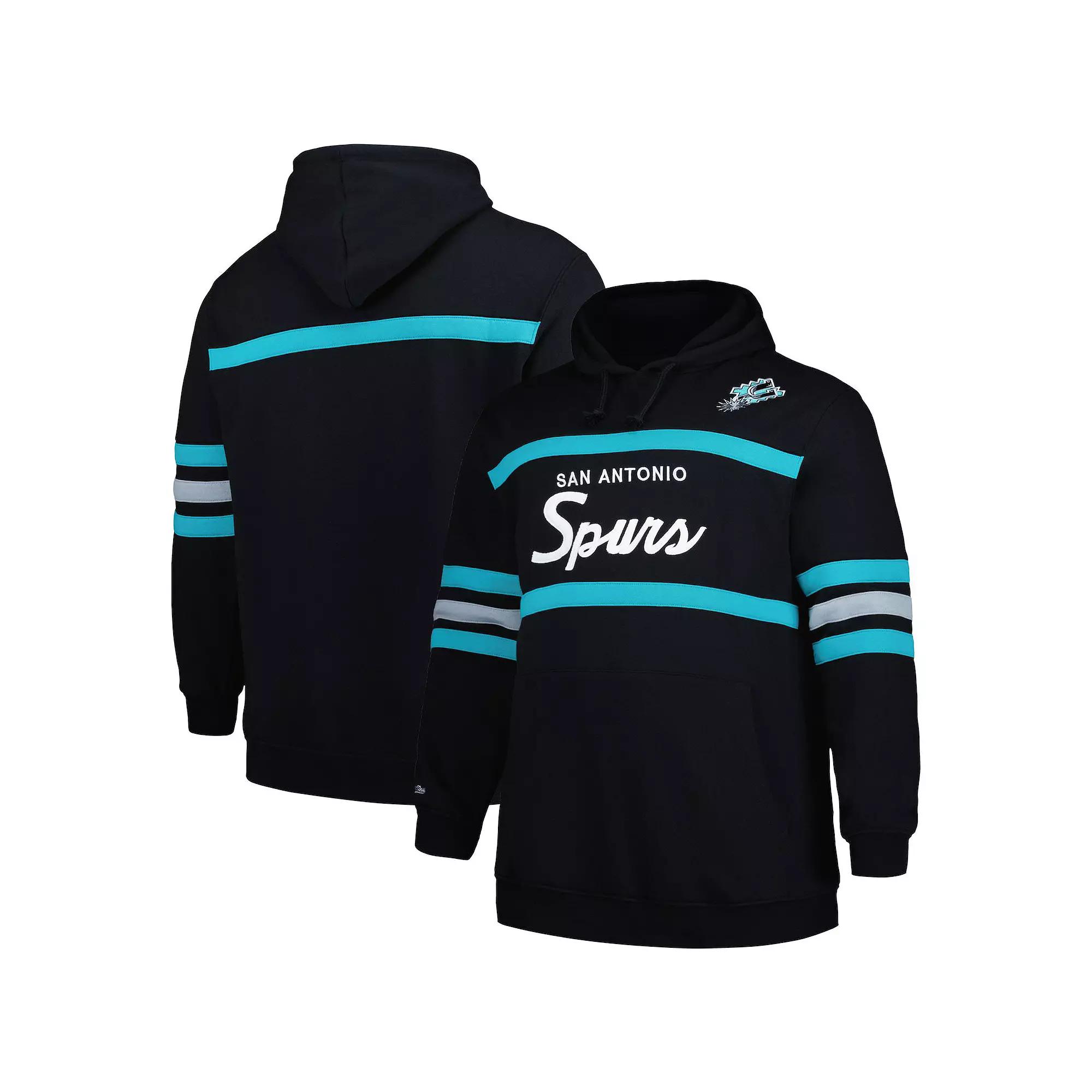 Men's Mitchell & Ness Black San Antonio Spurs Big & Tall Hardwood Classics Head Coach Pullover Hoodie,  Product Image