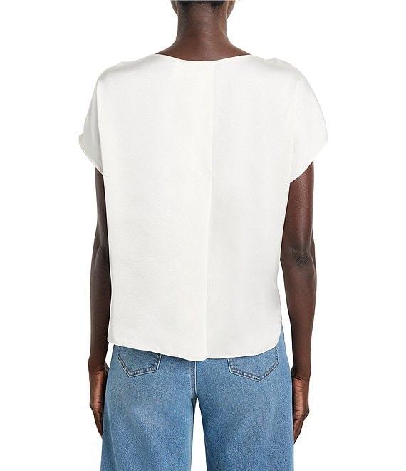 NIC + ZOE Woven Day Gloss Boat Neck Short Dolman Sleeve Top Product Image