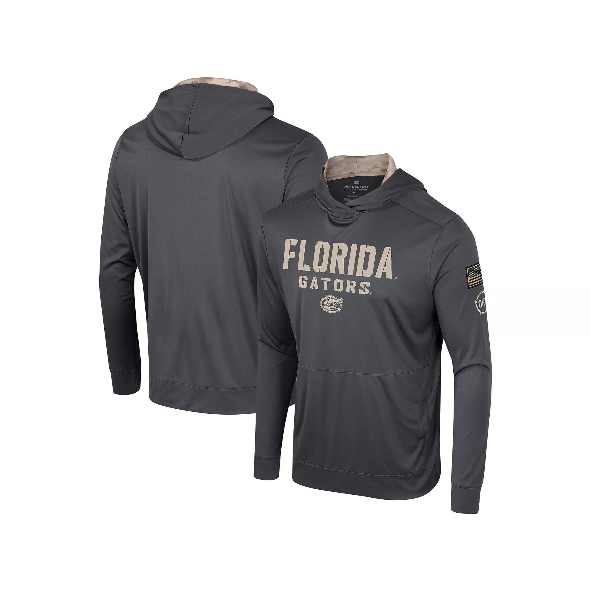 Men's Colosseum Charcoal Florida Gators OHT Military Appreciation Long Sleeve Hoodie T-Shirt,  Product Image