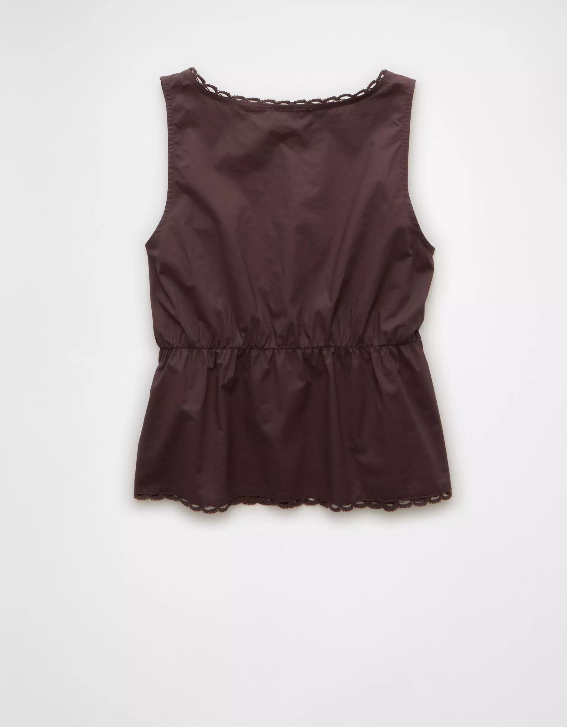 AE Tie Front Scoop Neck Flyaway Tank Top Product Image