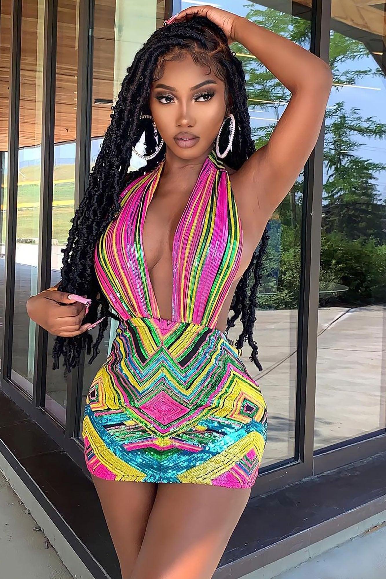 All Types Sequin Mini Dress - Multi Product Image