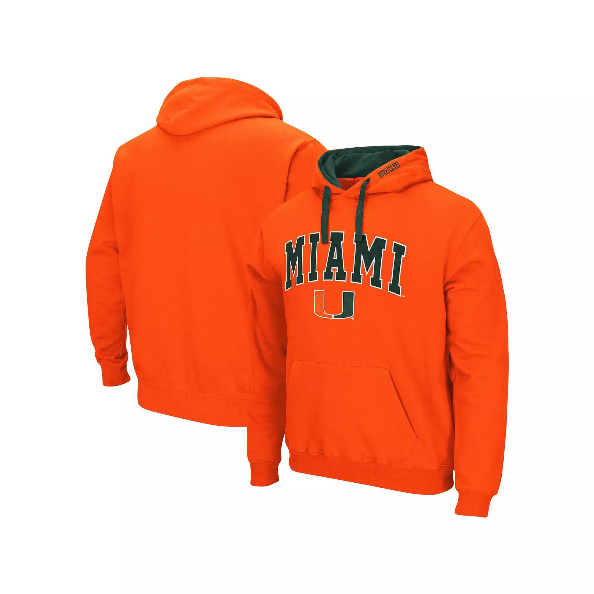 Men's Colosseum Orange Miami Hurricanes Big & Tall Arch & Logo 2.0 Pullover Hoodie, Size: XLT Product Image
