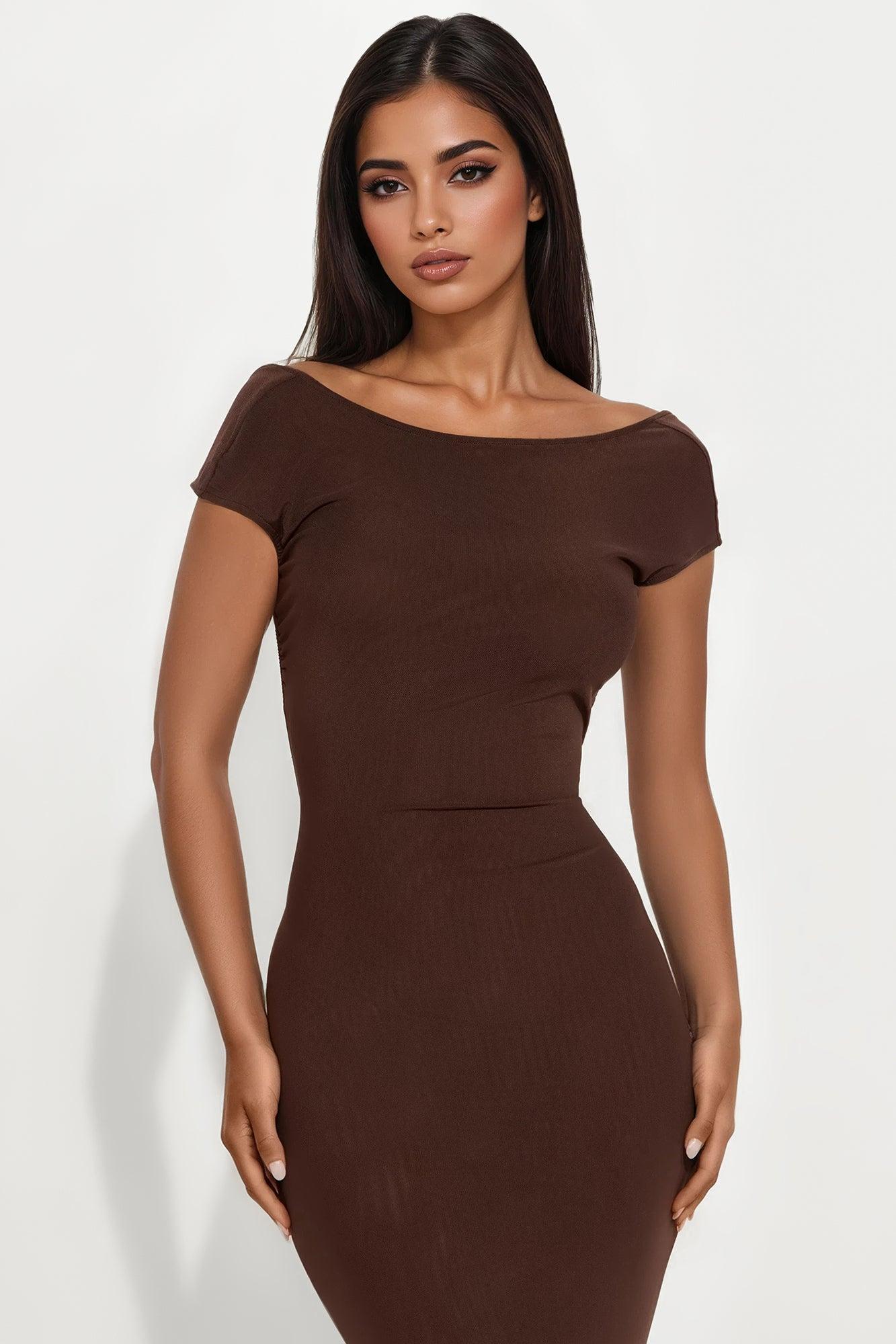 Halo Backless Maxi Dress - Brown Female Product Image
