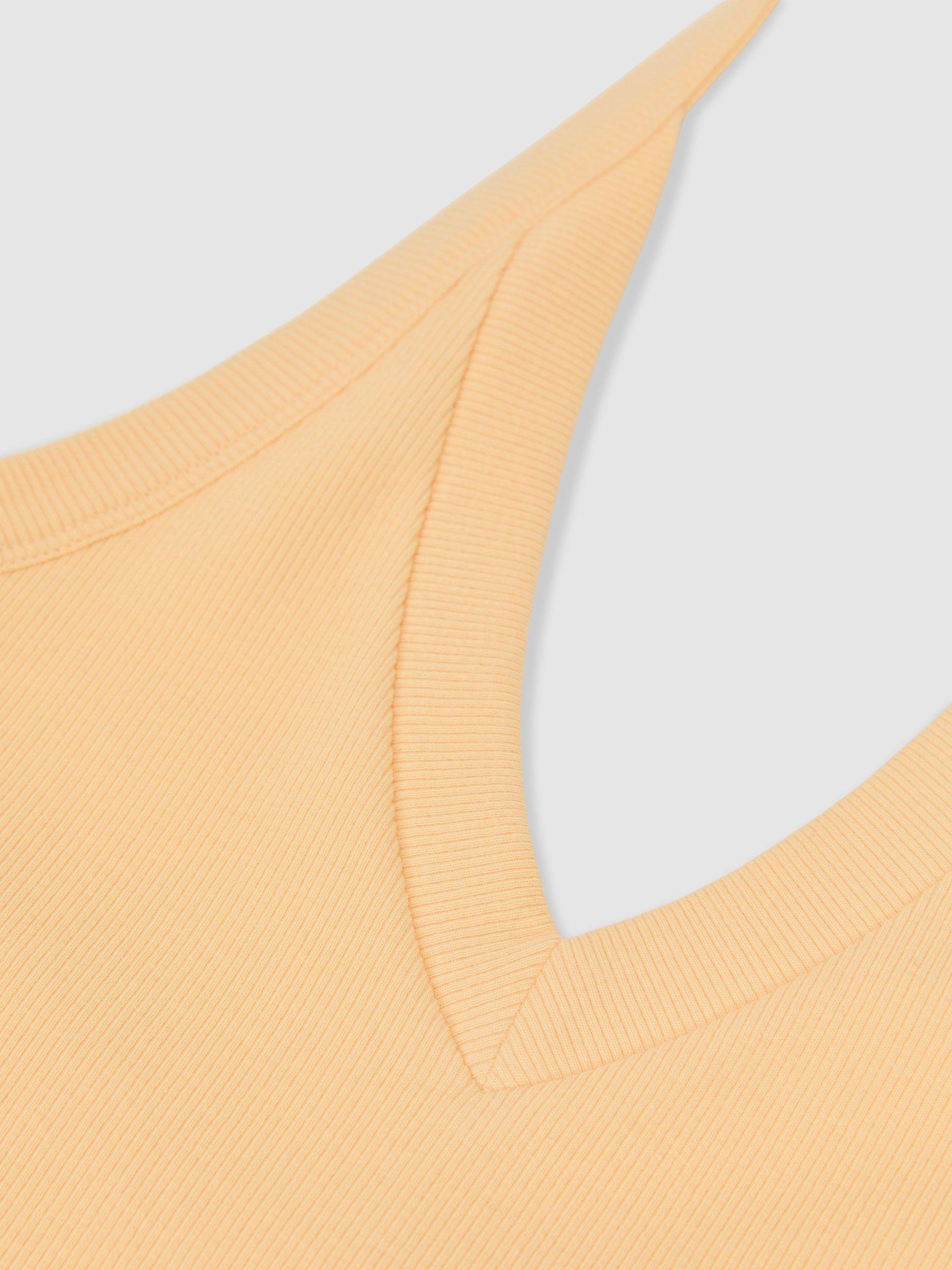 Stretch-Cotton Ribbed Halterneck Vest in Yellow Product Image