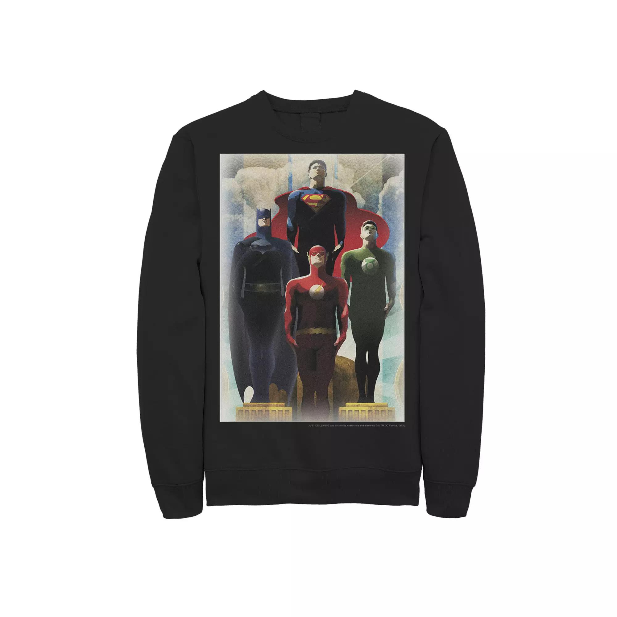 Men's DC Comics Justice League Heroes Deco Art Poster Sweatshirt,  Product Image