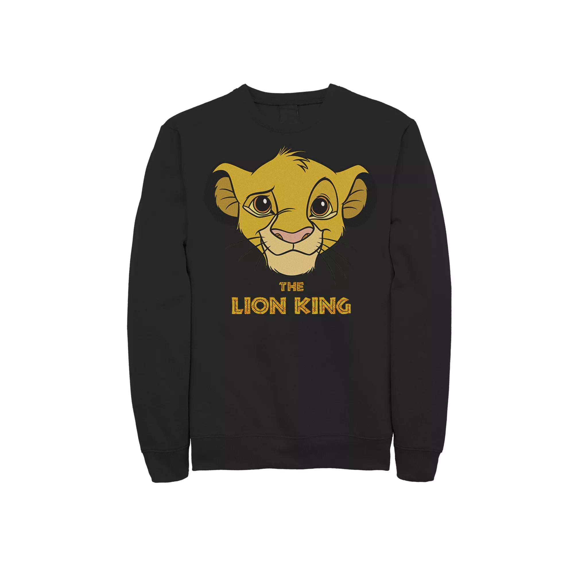 Men's Disney's The Lion King Young Simba Face Fleece, Size: Small, Black Product Image