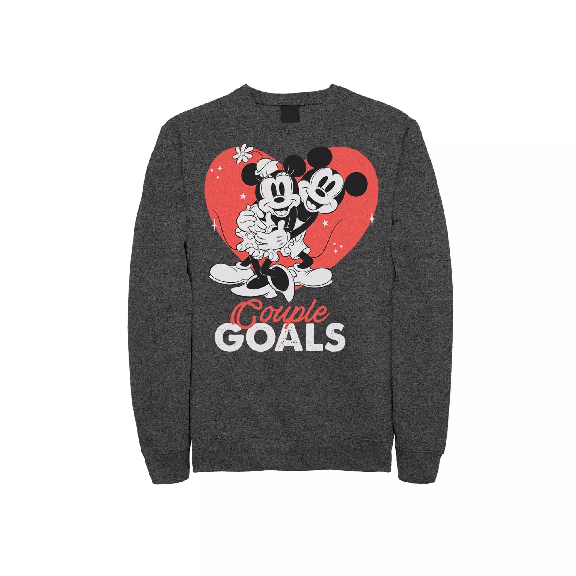 Disney's Mickey & Minnie Mouse Men's Couple Goals Sweatshirt, Size: XXL, Grey Heather Product Image