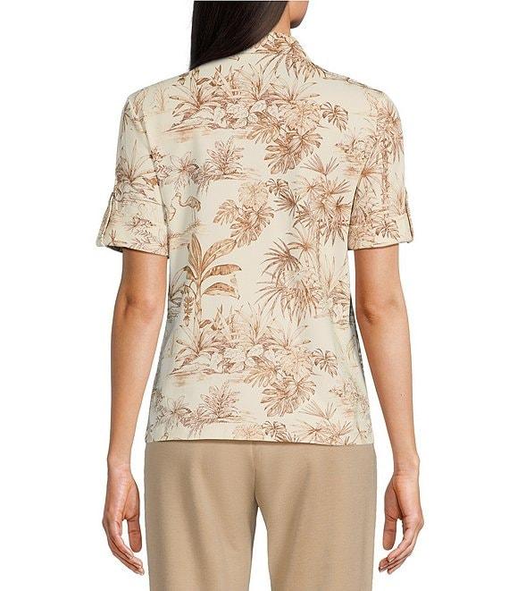 J.McLaughlin Cornelia Coordinating Point Collar Short Sleeve Button Front Top Product Image