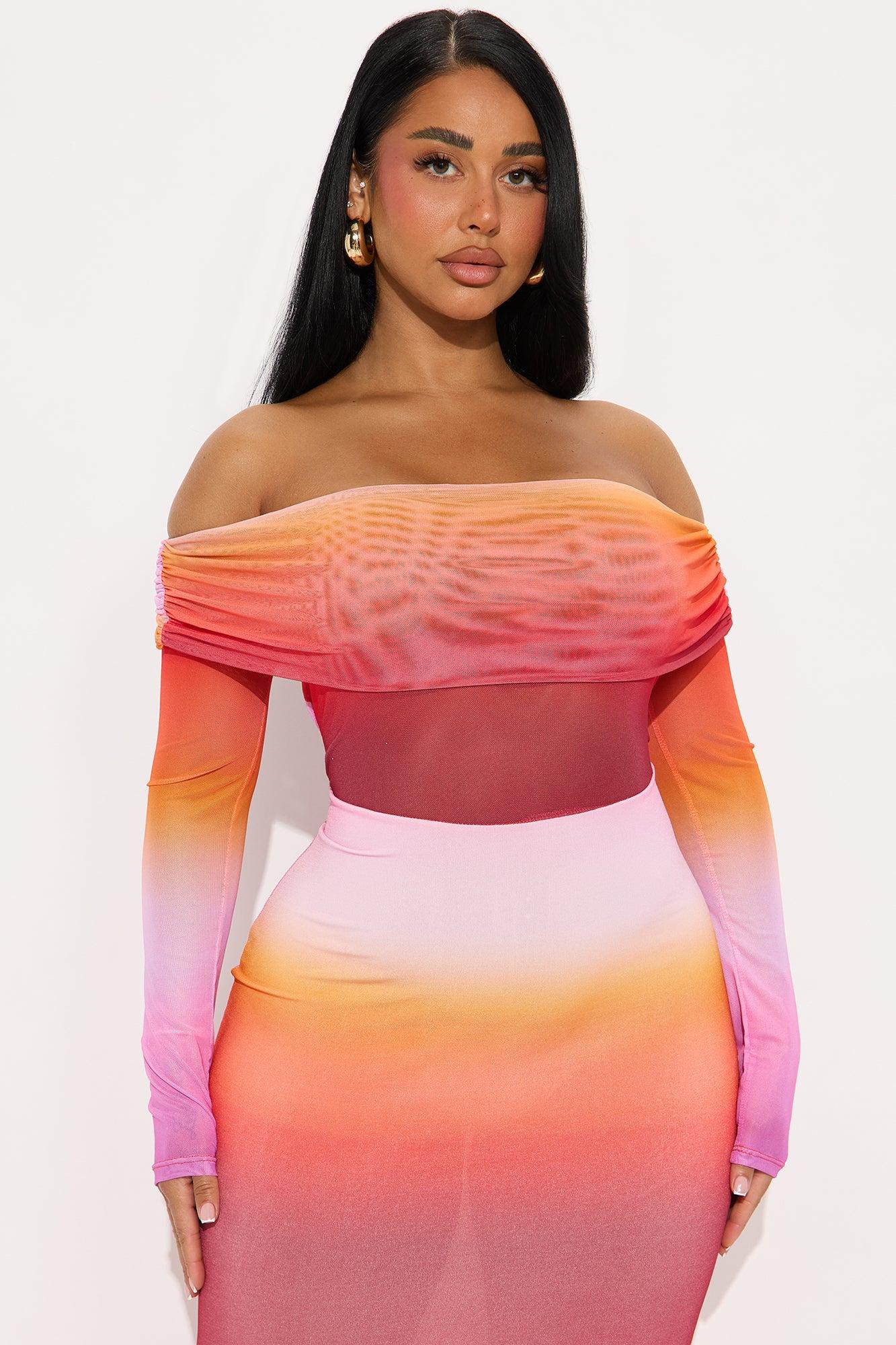 Sunset Walks Ombre Maxi Dress - Orange/combo Female Product Image