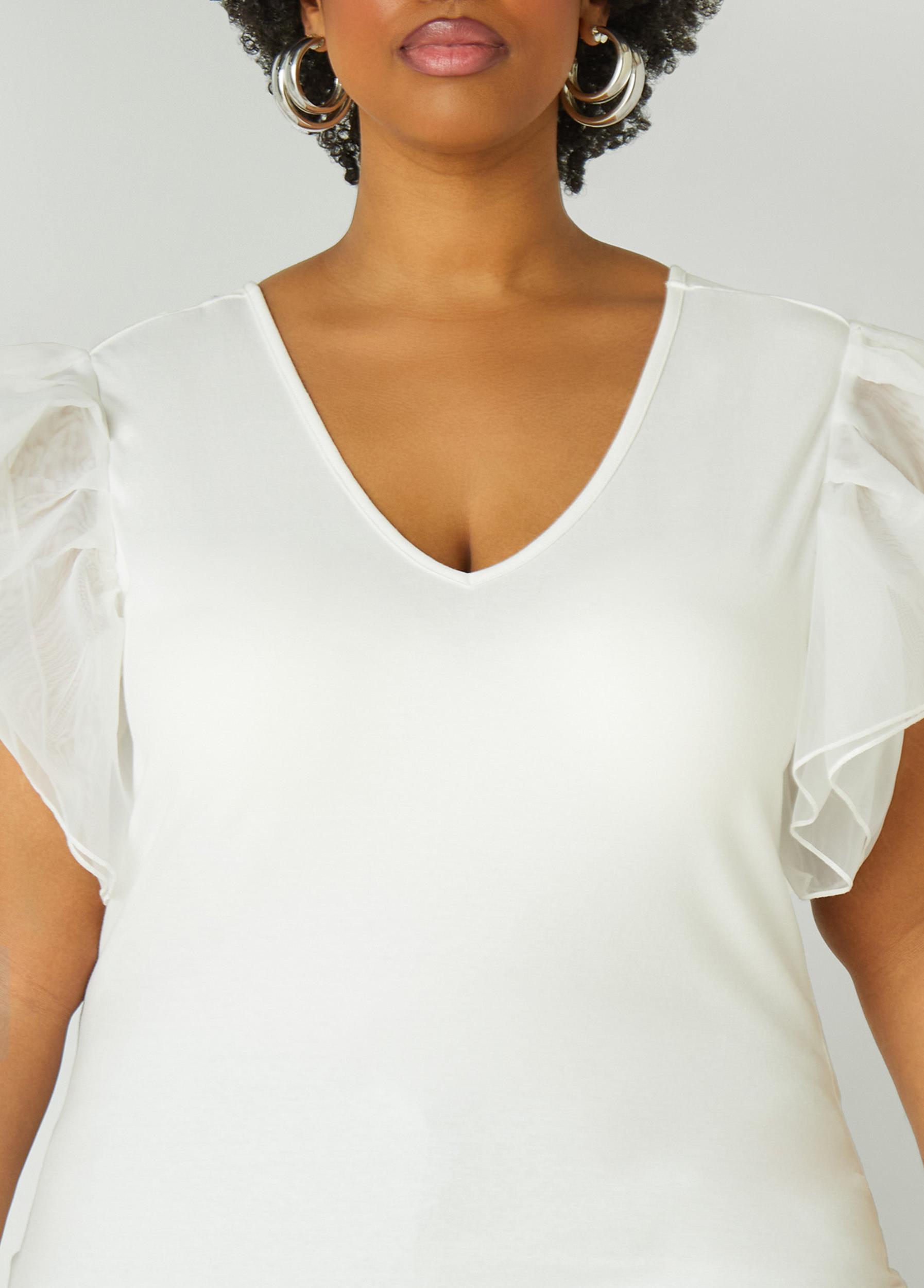 Organza Sleeve Paneled Tee Product Image