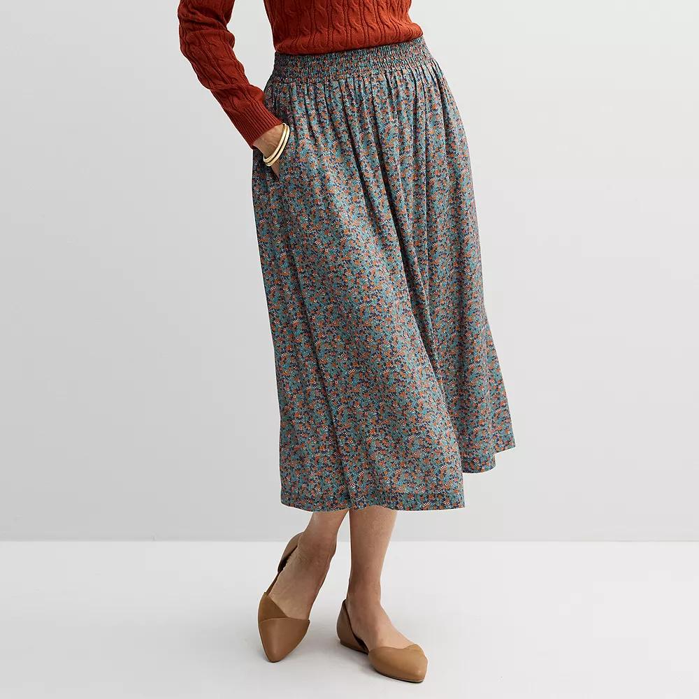 Women's Croft & Barrow® Elastic Waist Midi Skirt, Size: XL, Green Garden Product Image