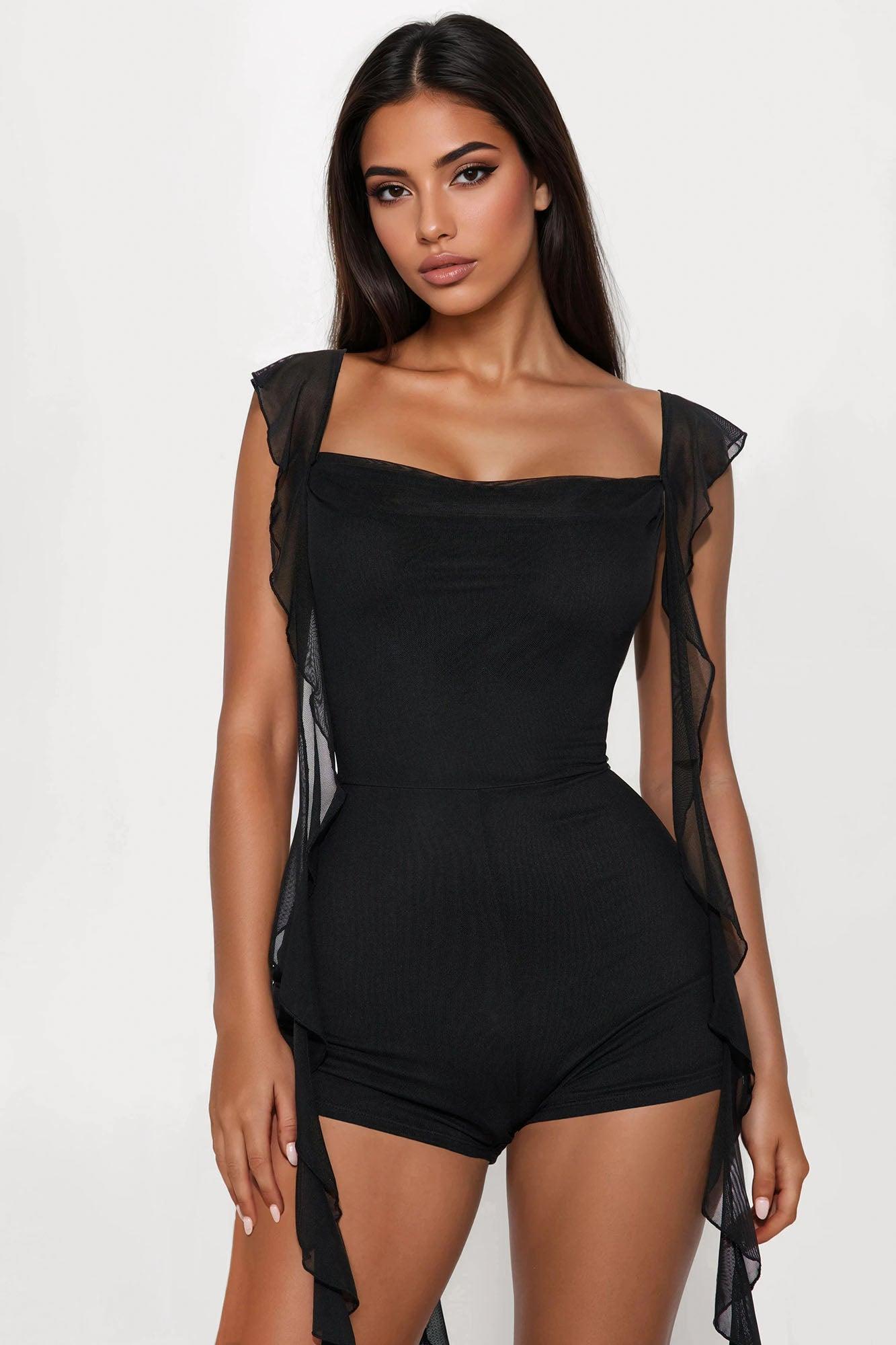 Anaisha Mesh Romper - Black Female Product Image