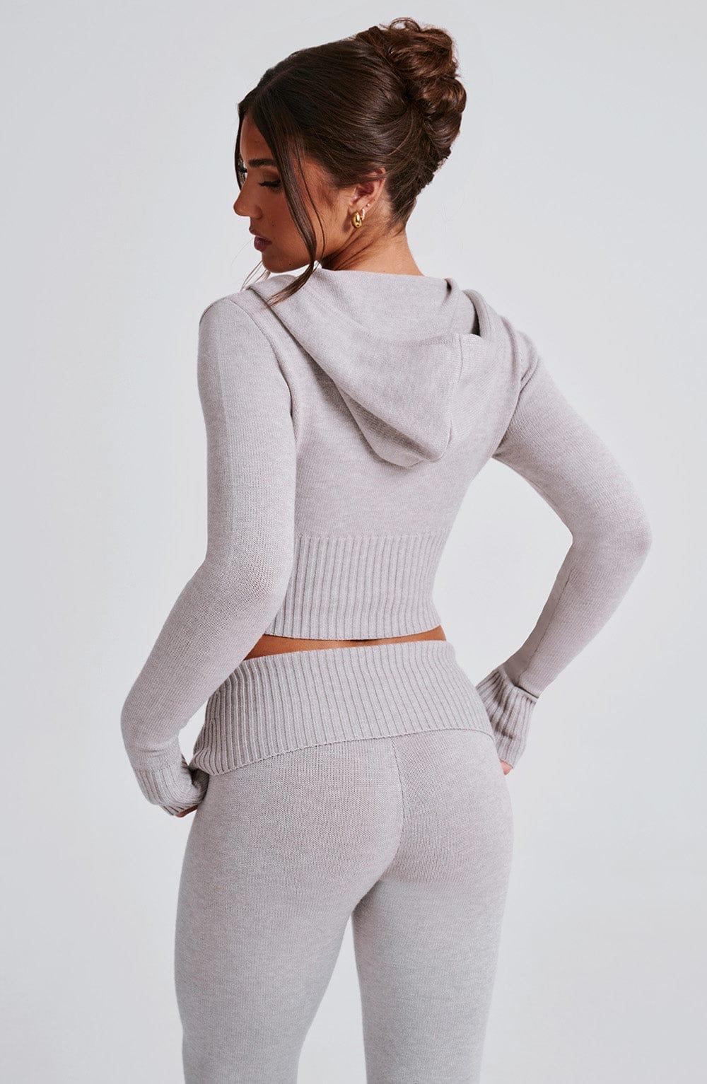 Portia Knit Hoodie - Light Grey Marl Product Image