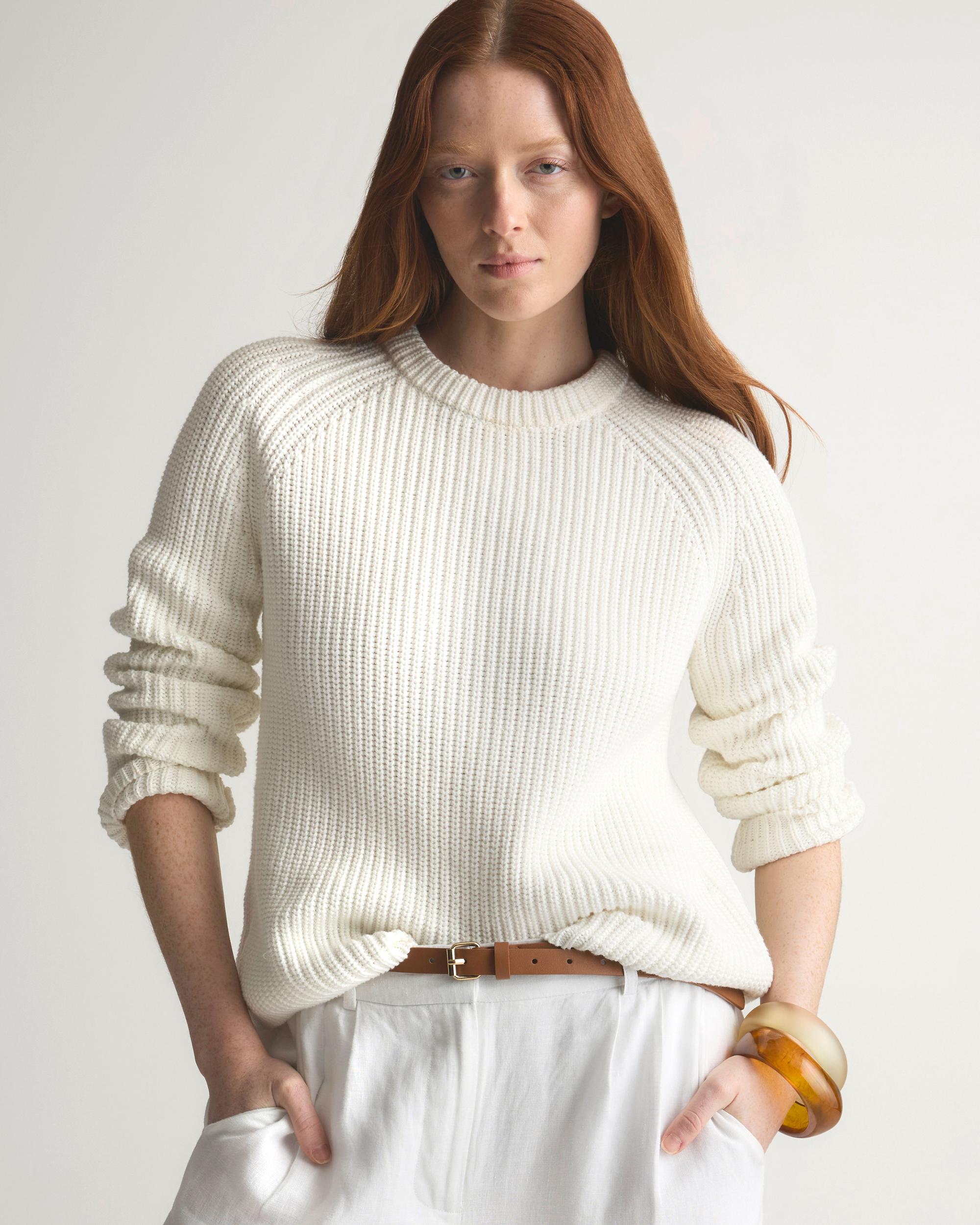 Quince | Women's Fisherman Crew Sweater Organic Cotton Product Image