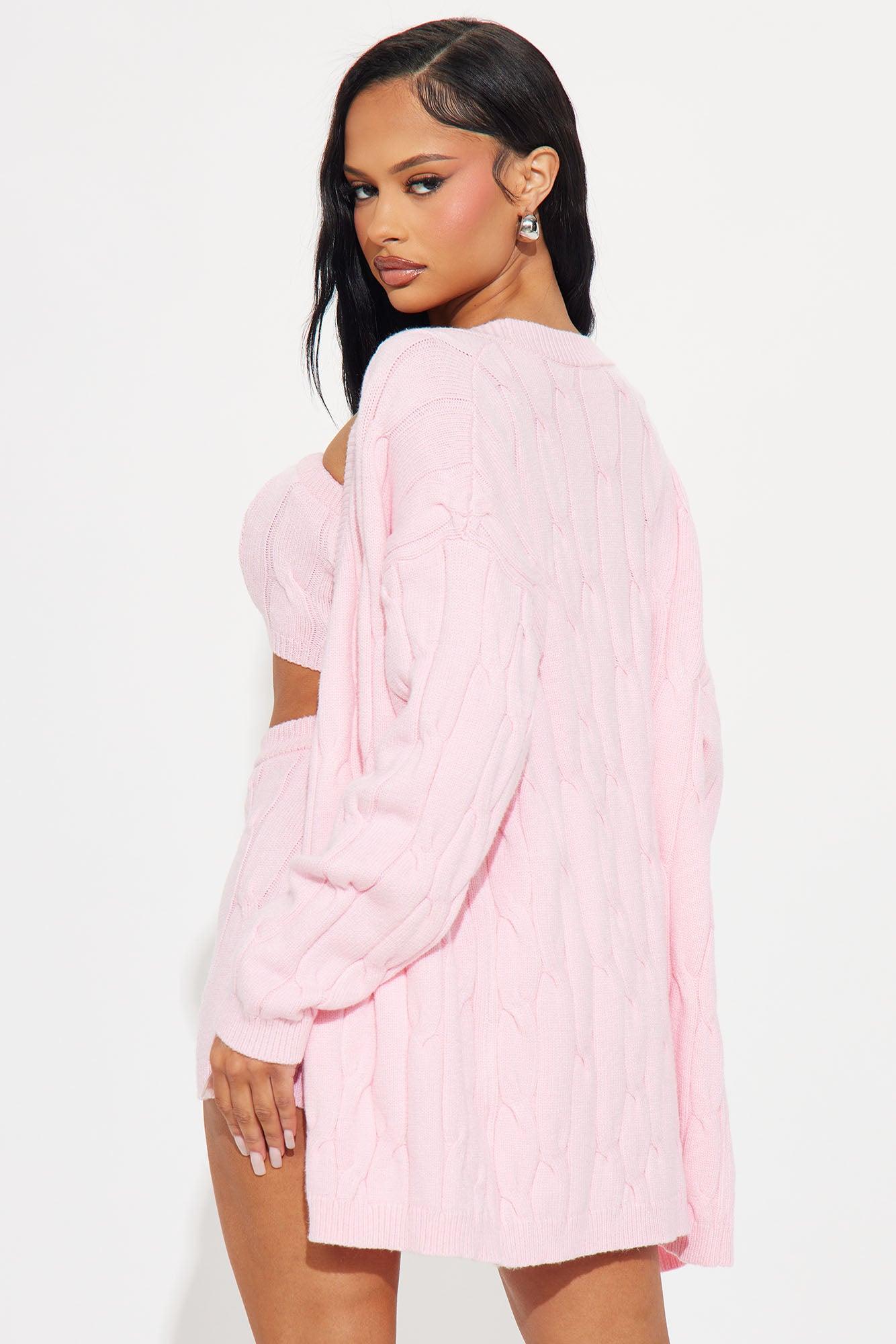 Charmed 3 Piece Sweater Short Set - Pink Product Image
