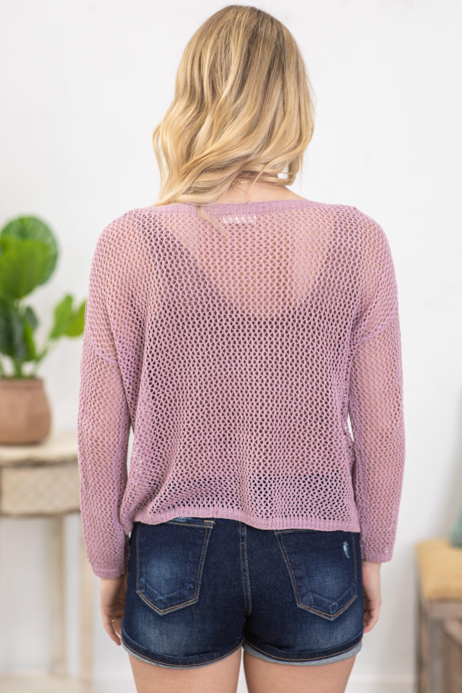 Lavender Hollow Dolman Sleeve Knit Top Product Image