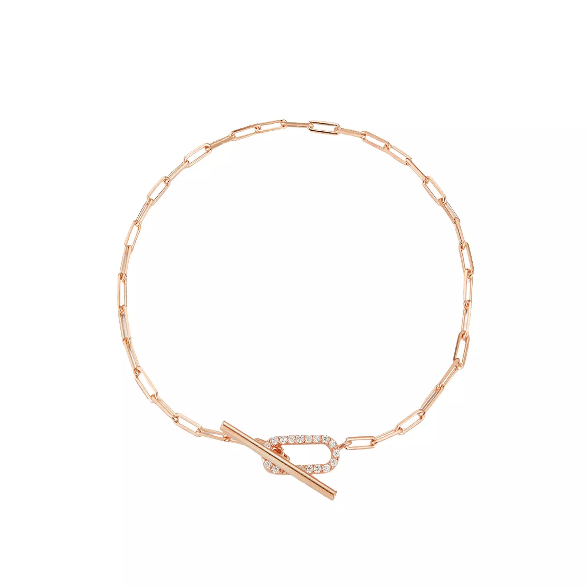 Sunkissed Sterling Sterling Silver Cubic Zirconia Toggle Bracelet, Women's, Size: 7", Rose Gold Tone Product Image