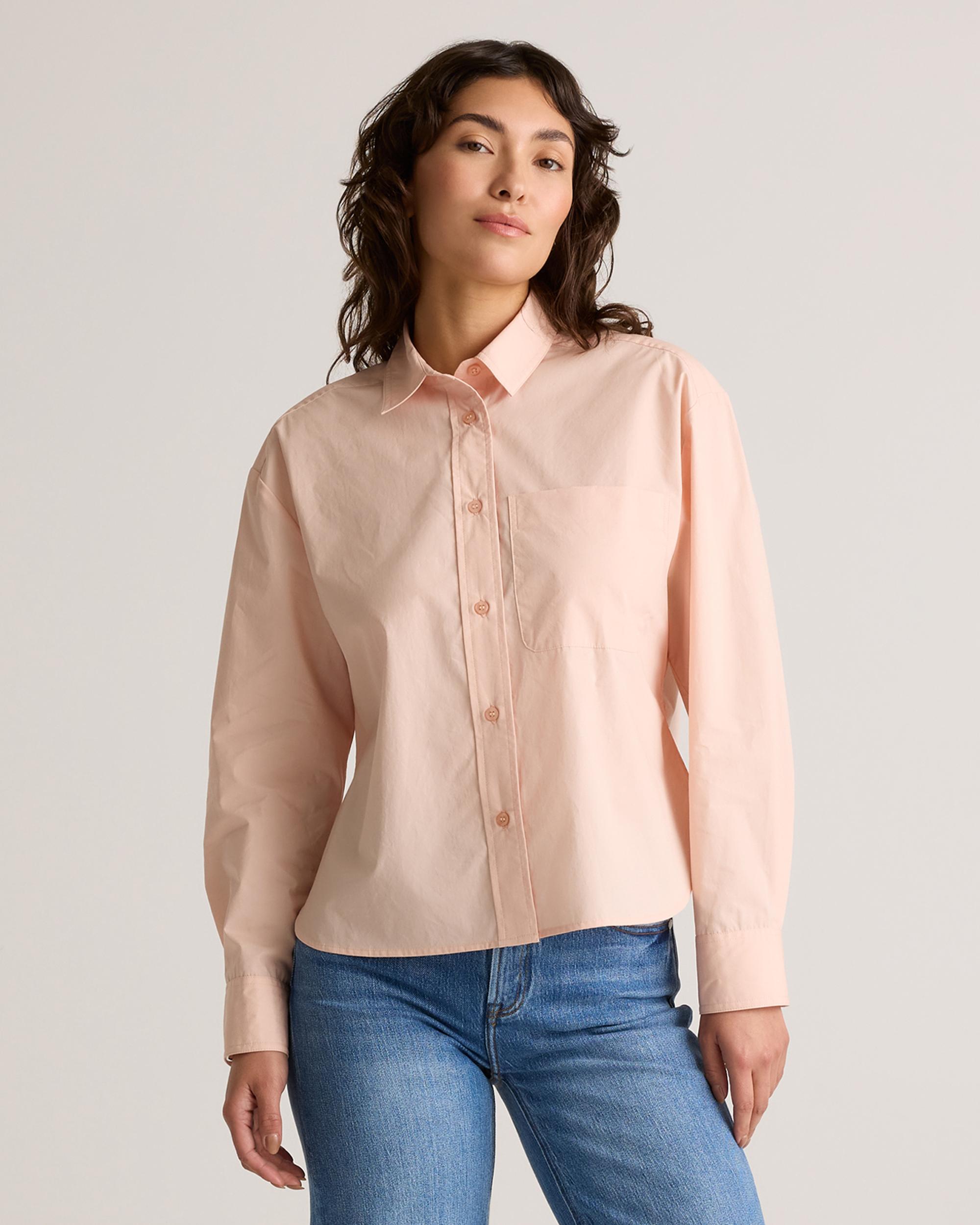 Quince | Women's Poplin Cropped Long Sleeve Shirt Organic Cotton Product Image