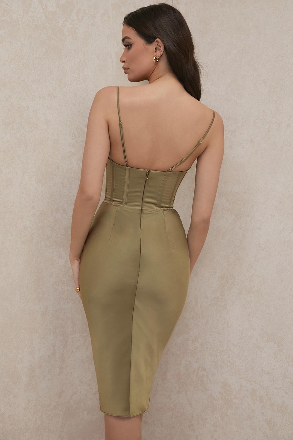 Myrna  olive corset slip dress Product Image
