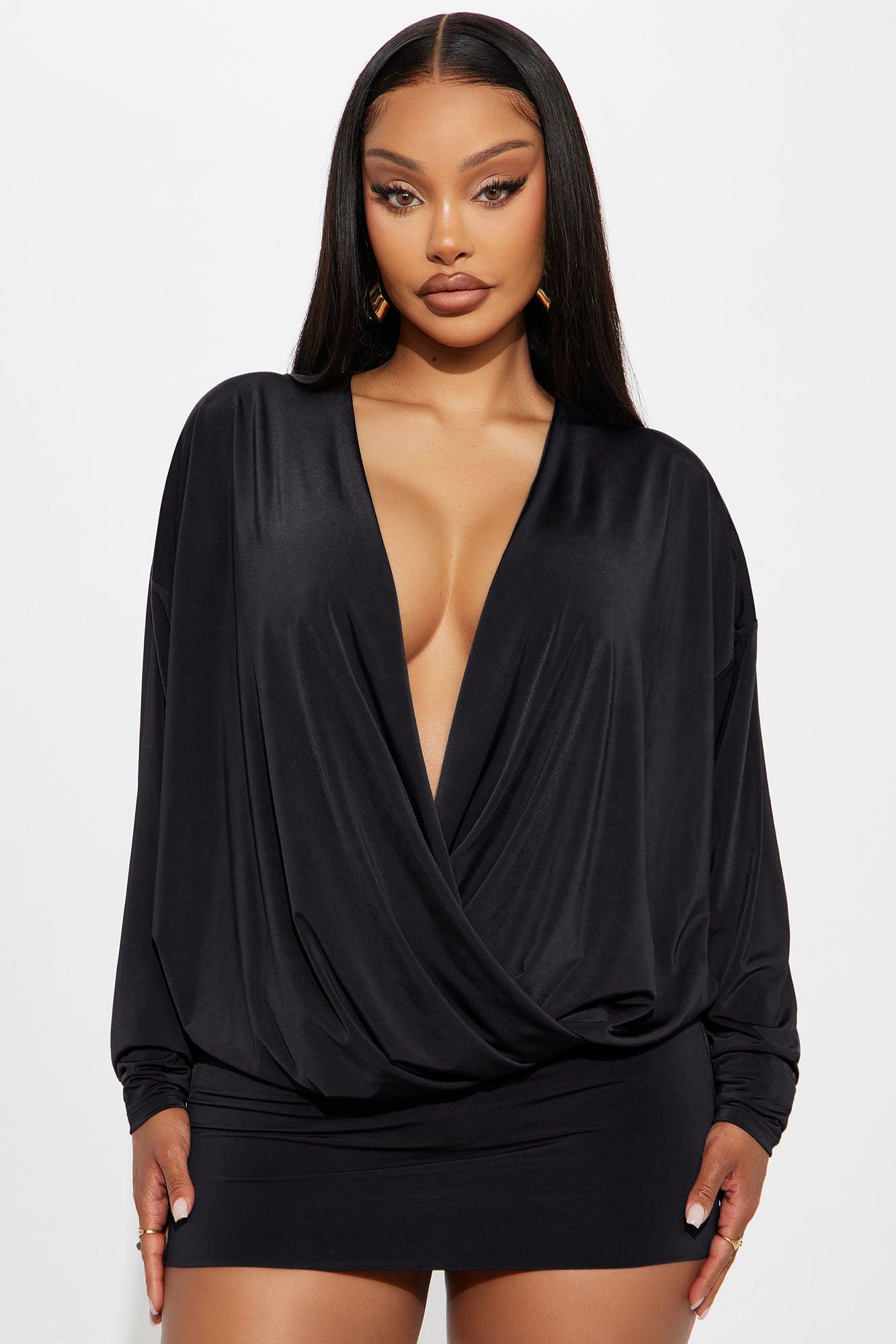 Odette Long Sleeve Mini Dress - Black Female Product Image