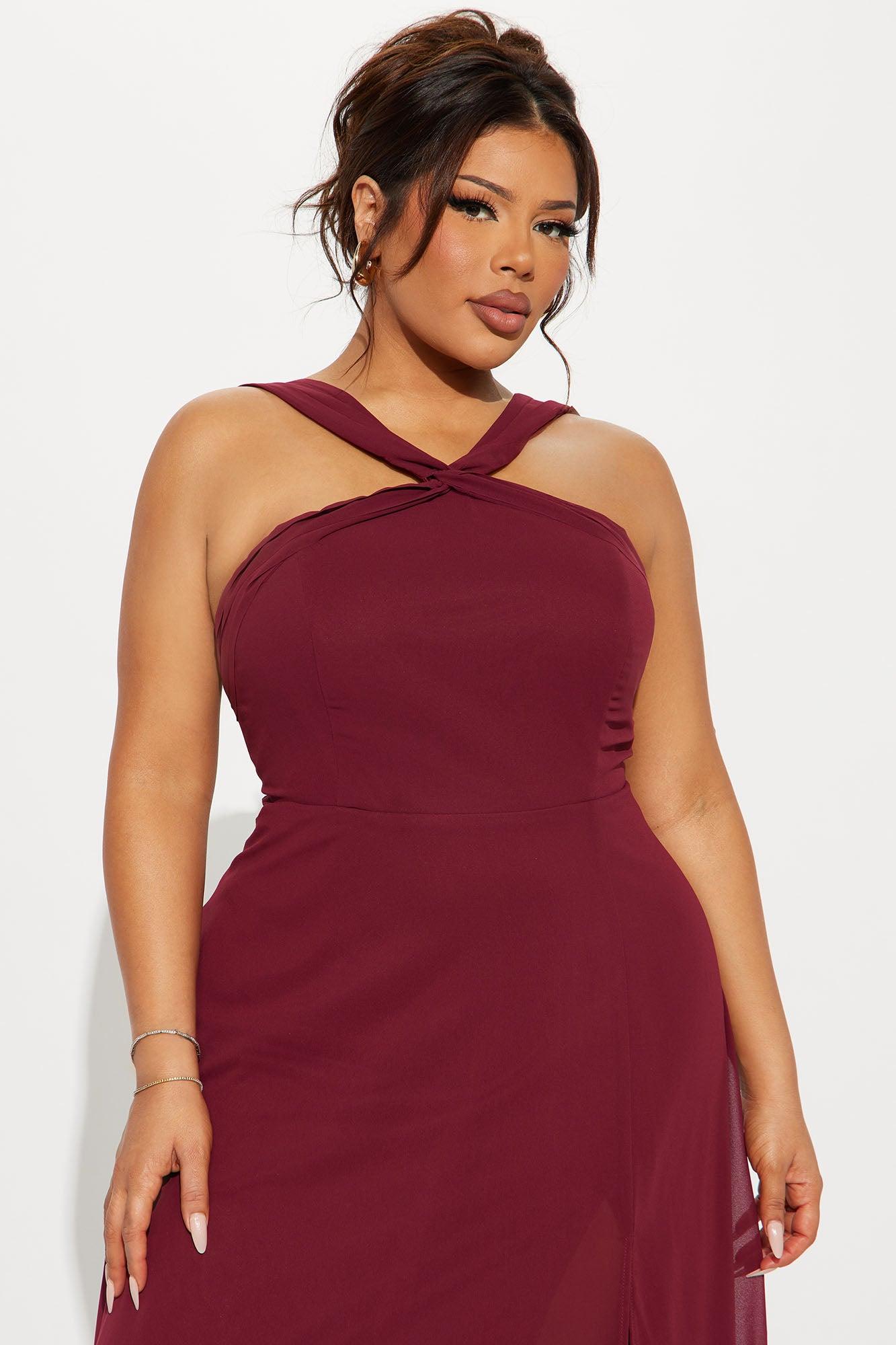 Natalie Chiffon Maxi Dress - Wine Product Image