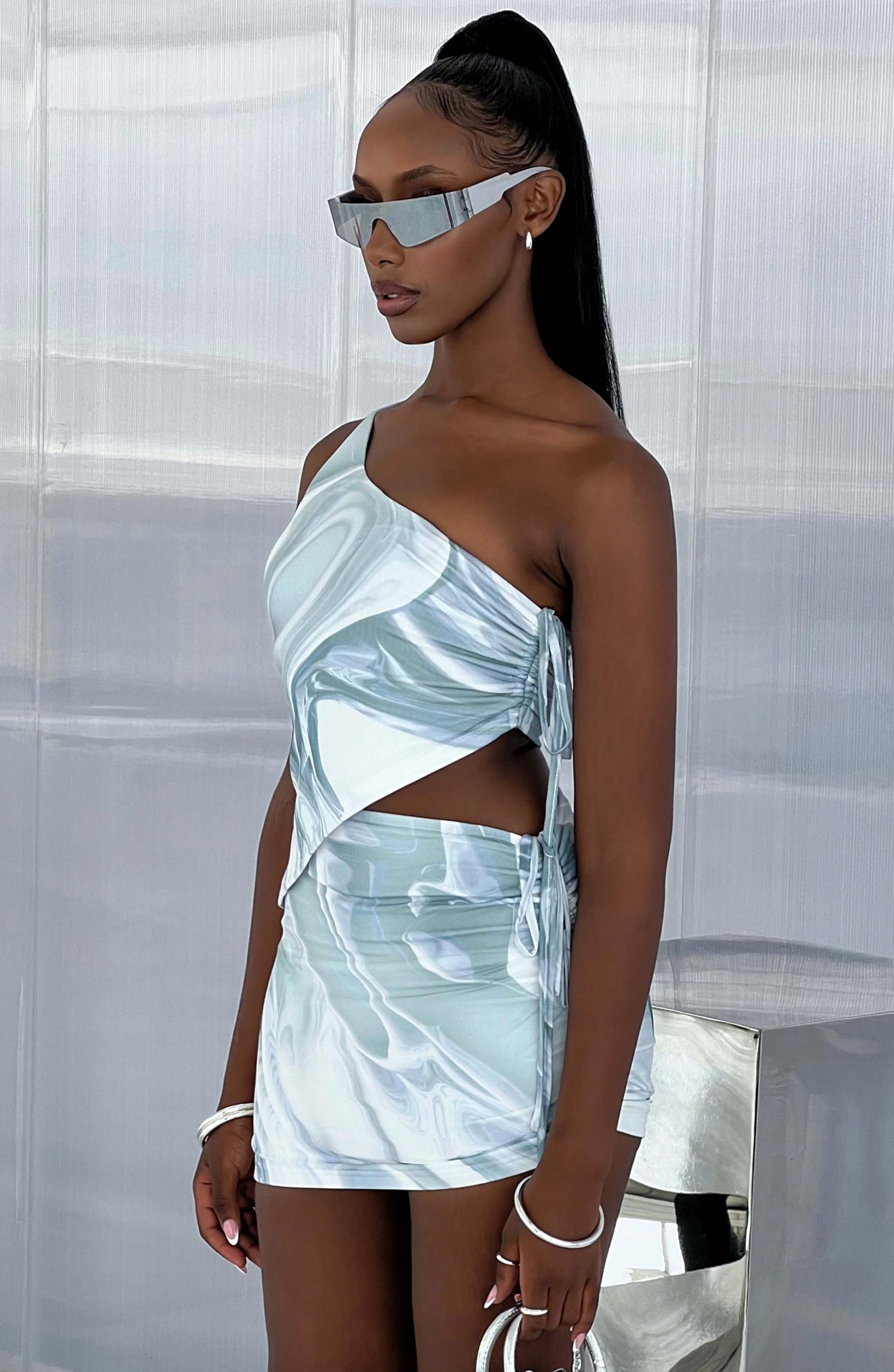 Stormi Mini Skirt - Grey Haze Print Product Image