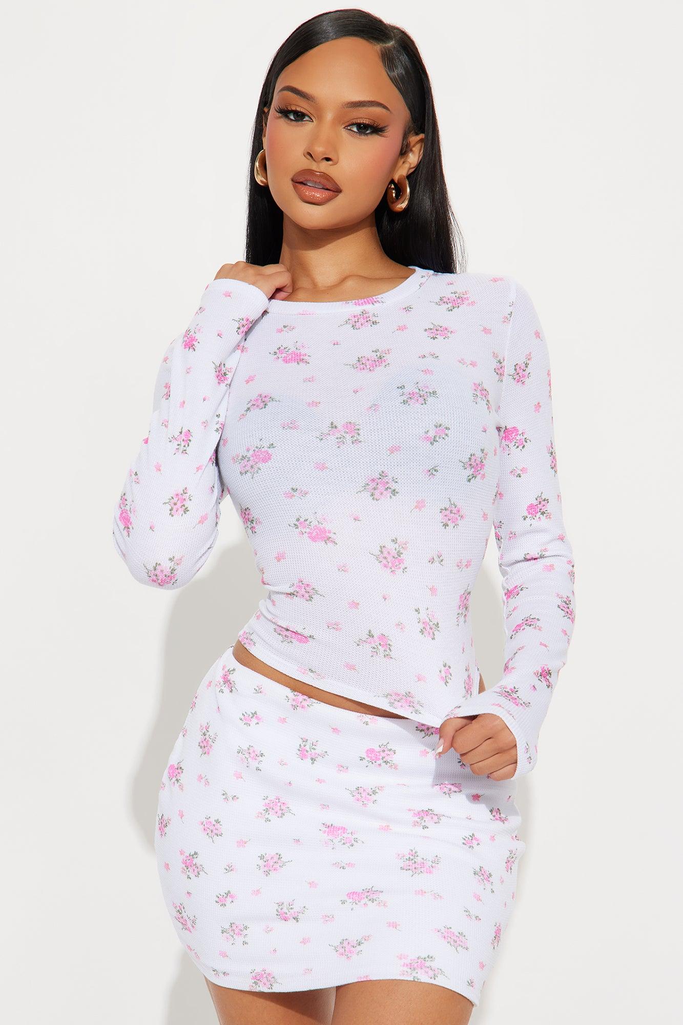 Layla Ditsy Floral Mini Skirt Set - Pink/combo Product Image