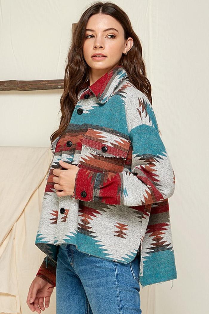 Plus Aztec/tribal Print Jacket Product Image