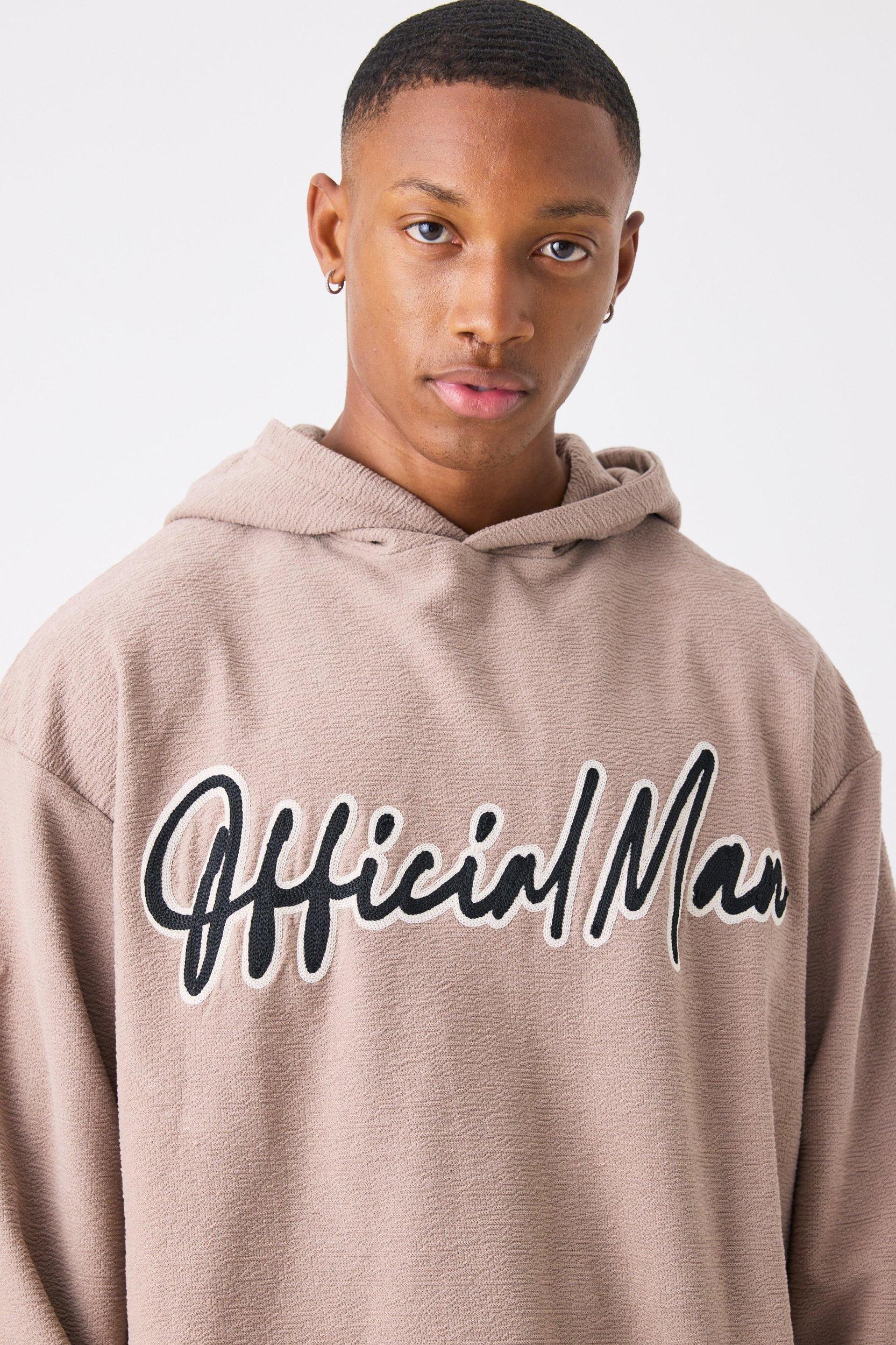 Oversized Slub Interlock Hoodie | boohooMAN USA Product Image