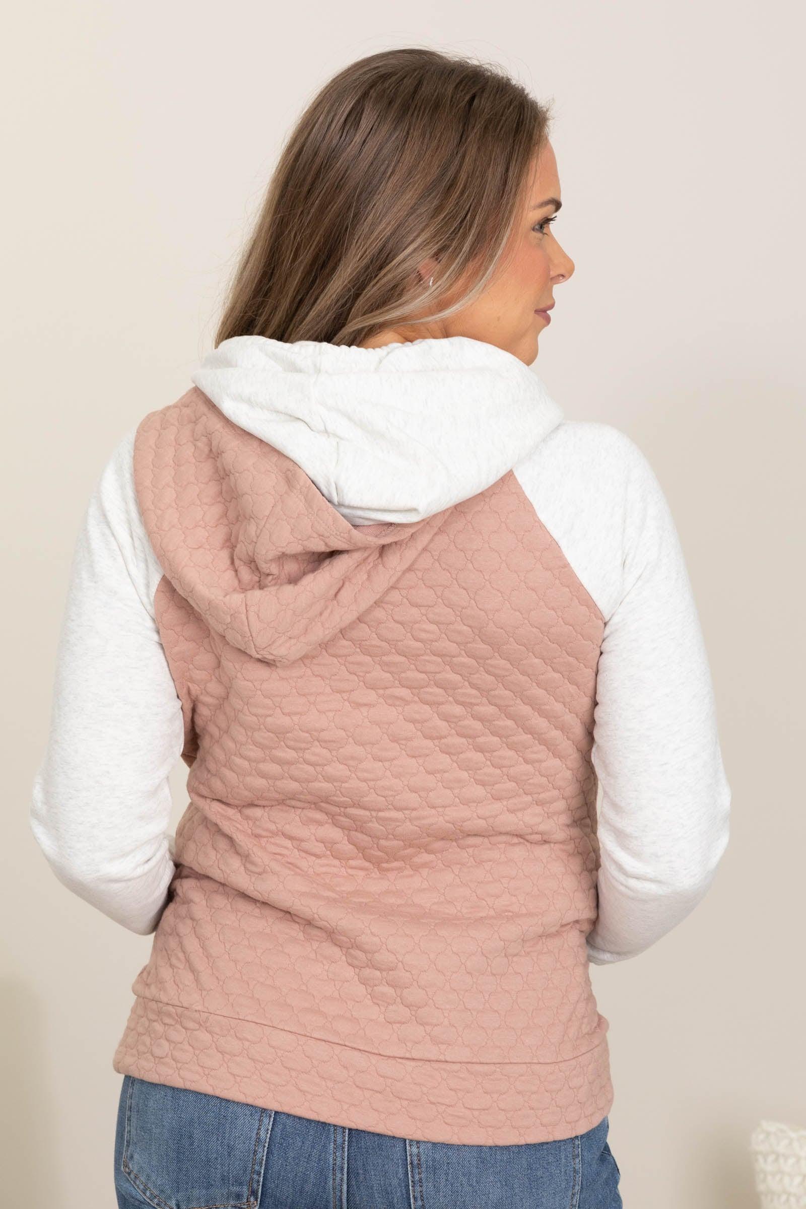 Quilted Jacquard Knit Layered Hood Sweatshirts Product Image