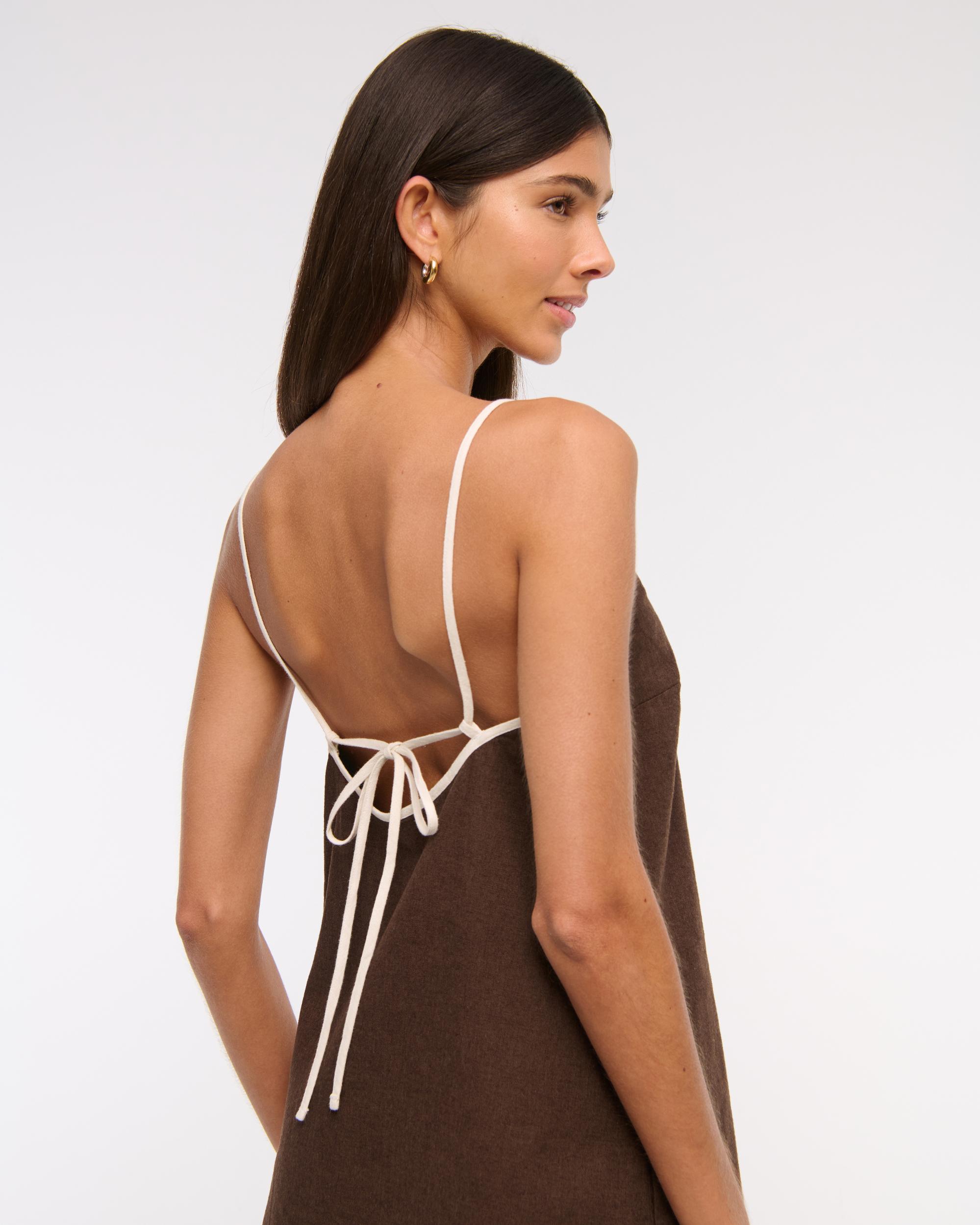 Linen-Blend Apron Mini Dress Product Image
