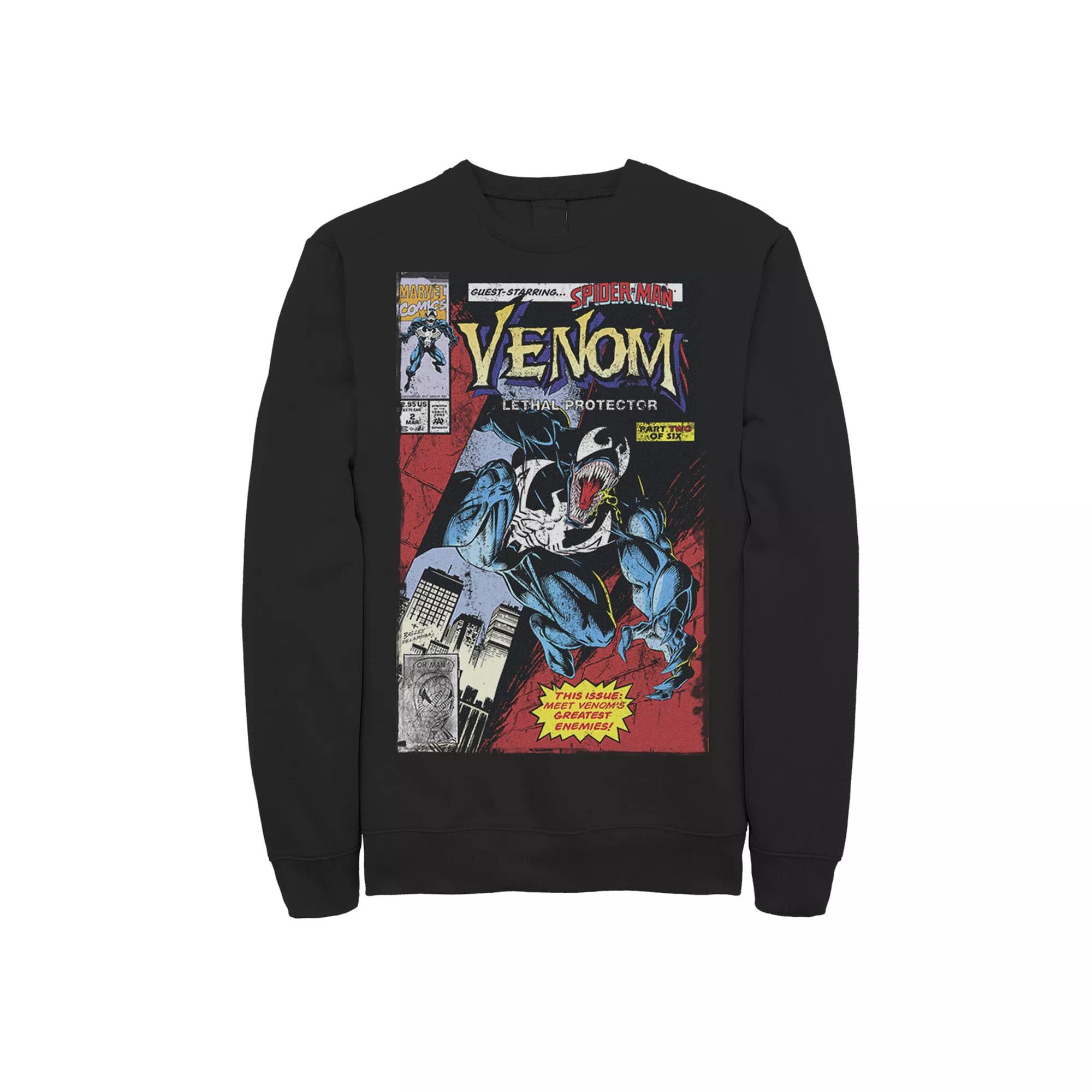 Men's Marvel Venom Lethal Protector Retro Comic Sweatshirt, Size: XL, Black Product Image