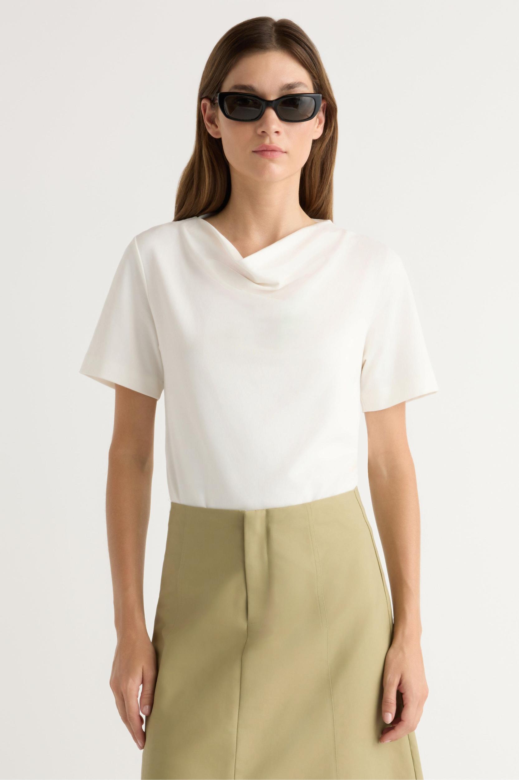 Kendra Organic Cotton Cowl-Neck Tee Product Image