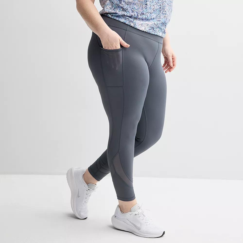 Plus Size Tek Gear Ultrastretch Mesh Pieced 7/8 Leggings, Womens Product Image