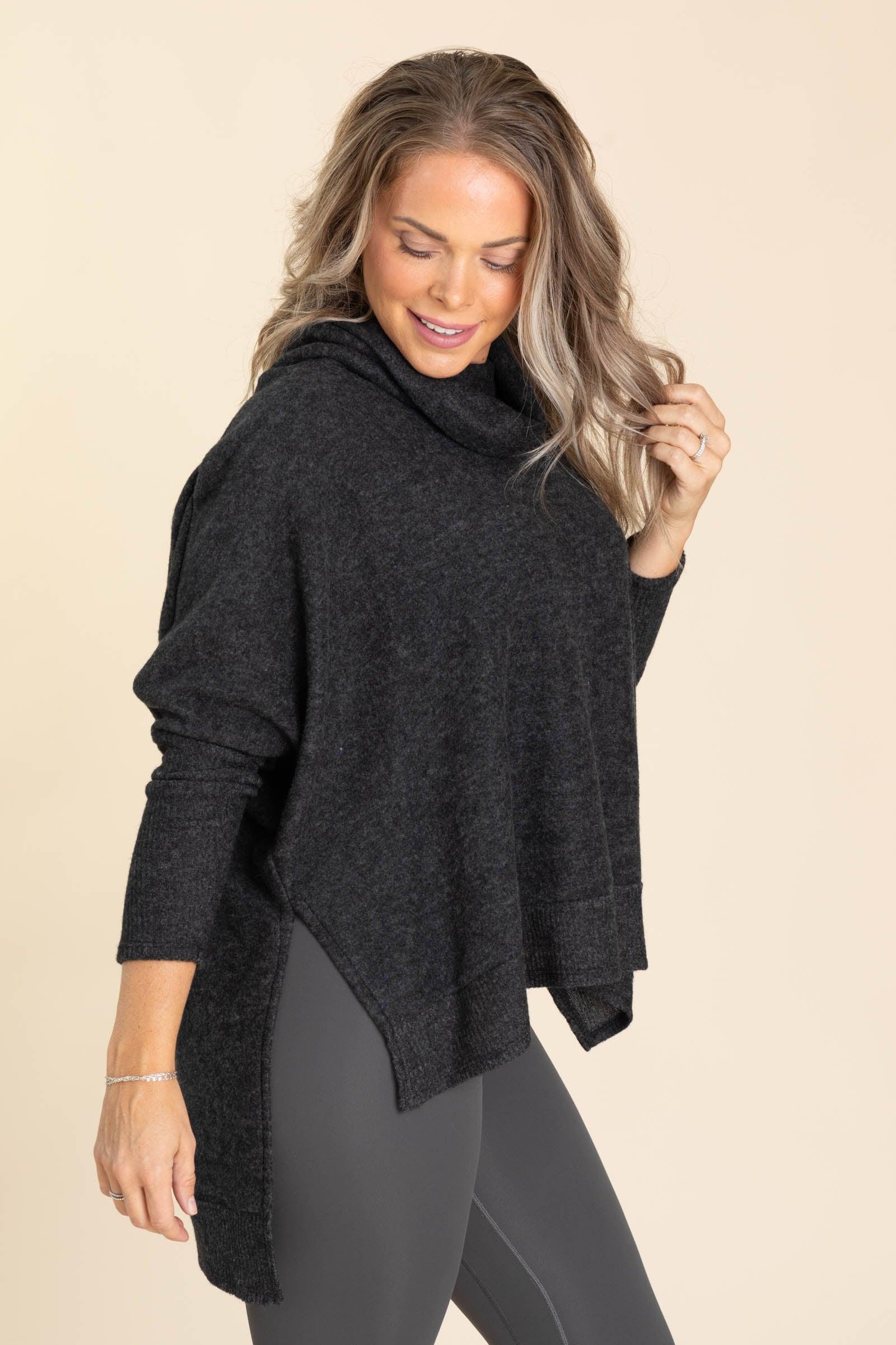 Cowl Neck High-Low Knit Tunic Top Product Image