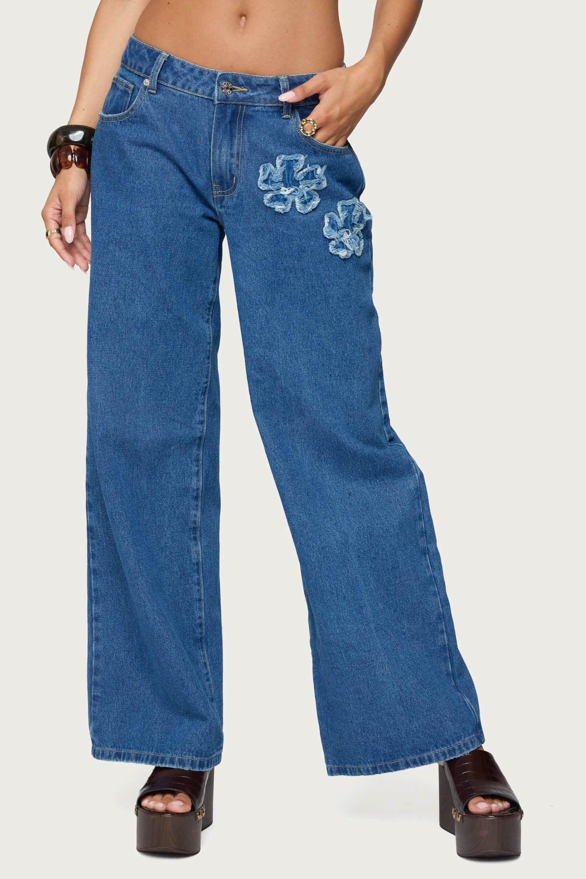 Flower Patch Low Rise Baggy Jeans Product Image